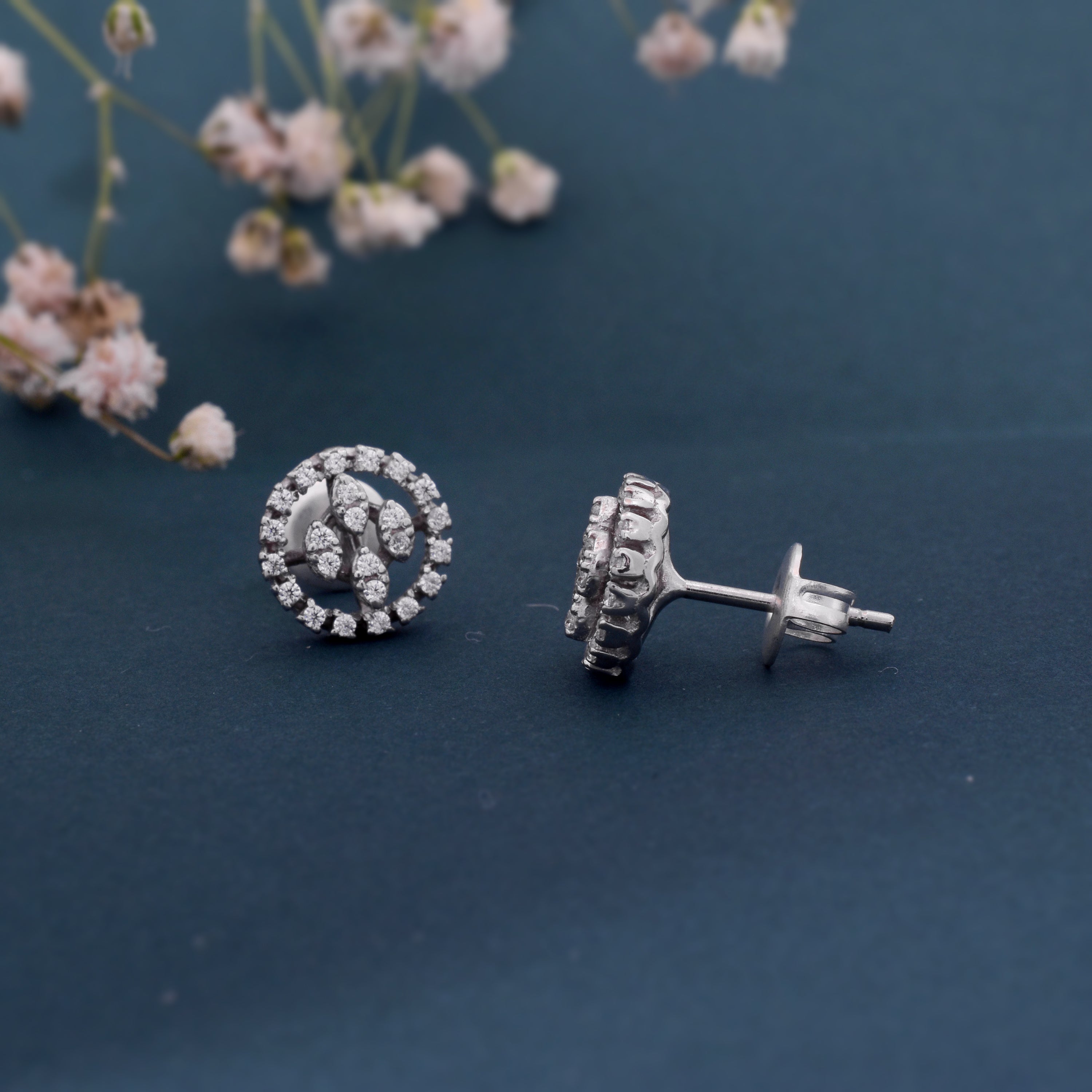 925 Sterling Silver Halo Round Stud Earrings – Elegant Jewelry Gifts for Women