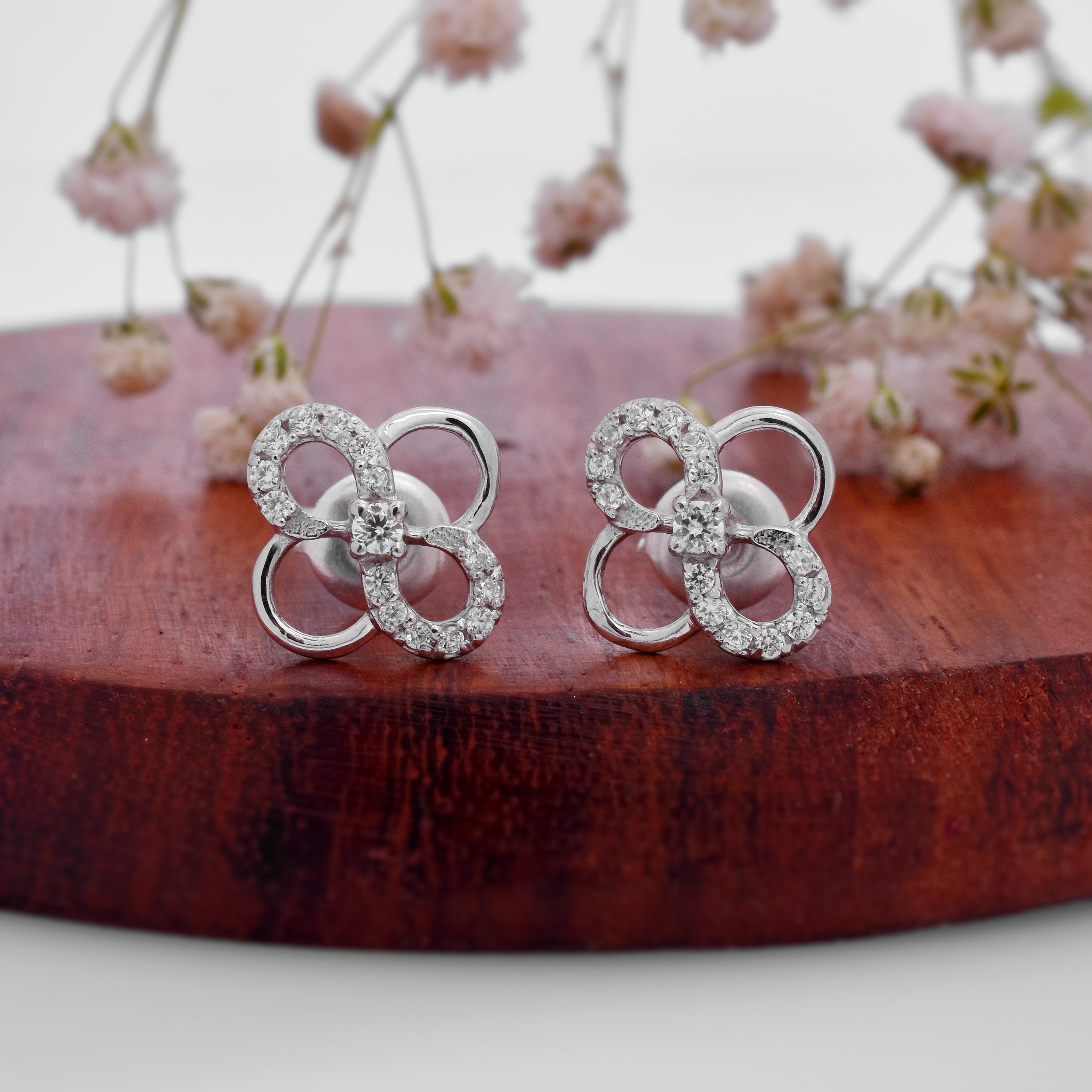 925 Sterling Silver Minimal Flower Design Stud Earrings – Gift for Women & Girls