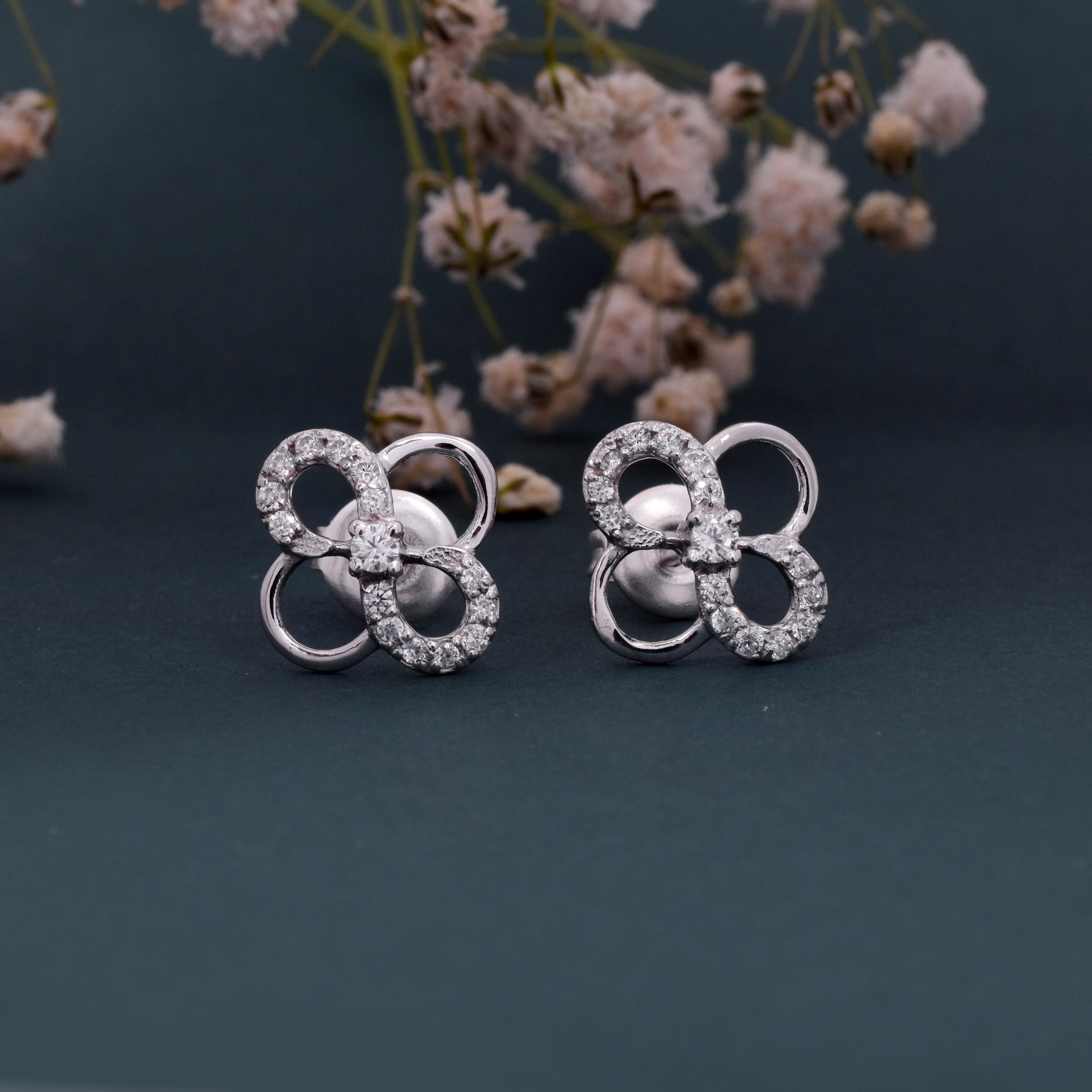 925 Sterling Silver Minimal Flower Design Stud Earrings – Gift for Women & Girls