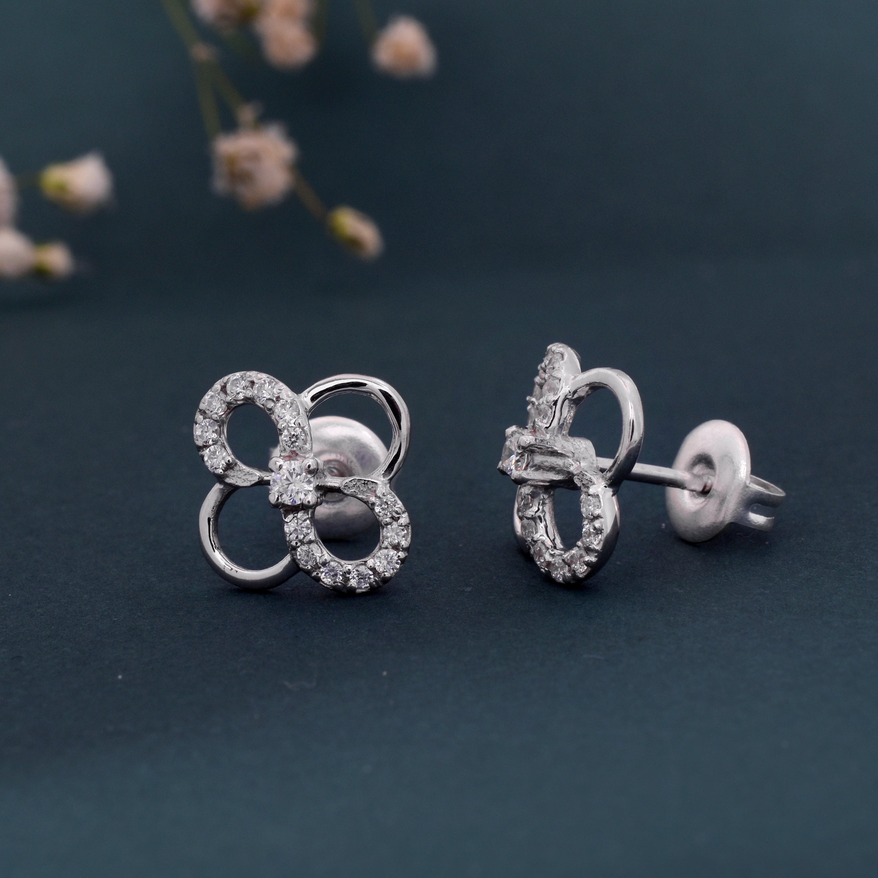 925 Sterling Silver Minimal Flower Design Stud Earrings – Gift for Women & Girls