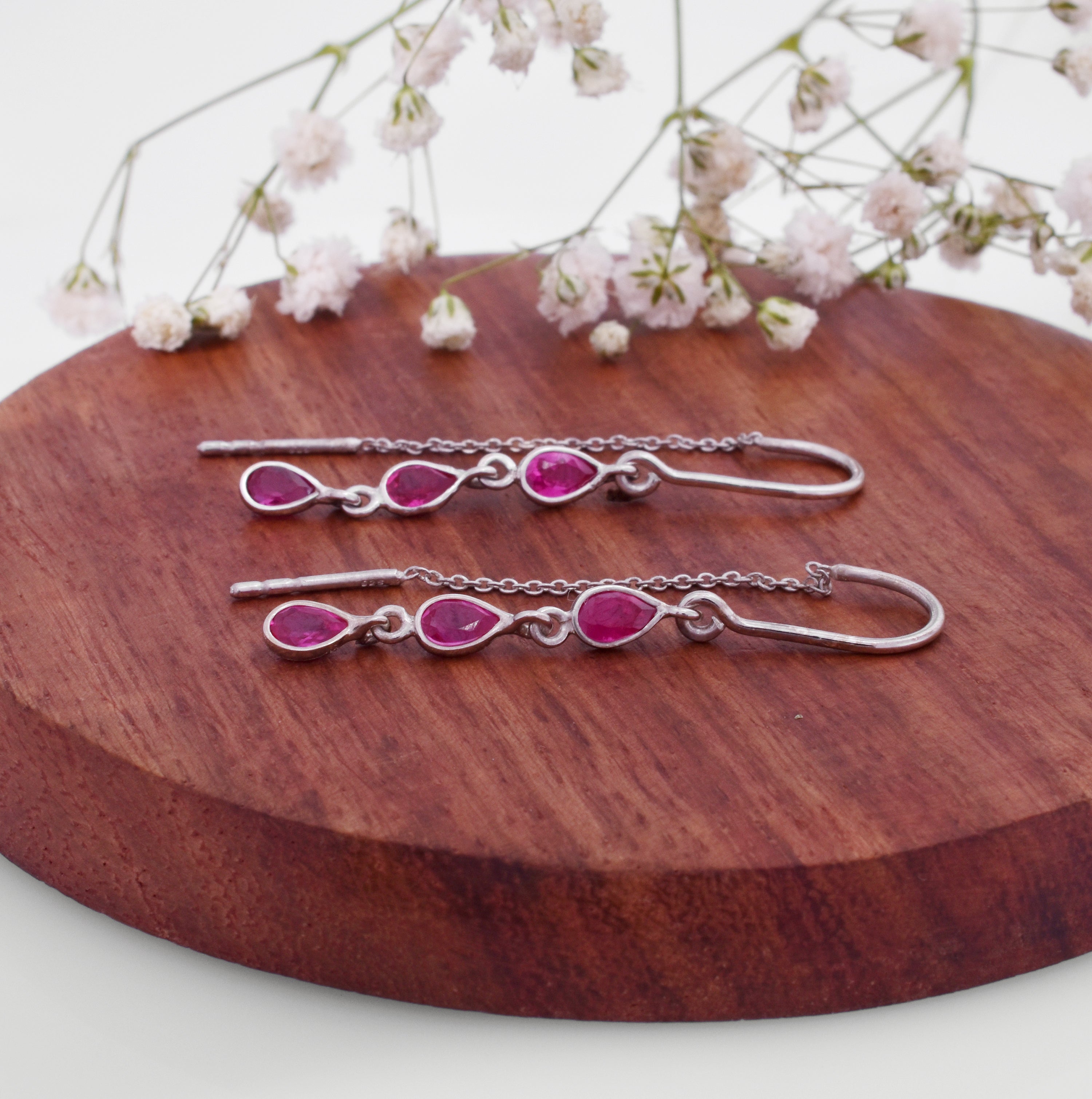 Ruby Dangle Earrings in 925 Sterling Silver – Stunning Jewelry Gift for Women