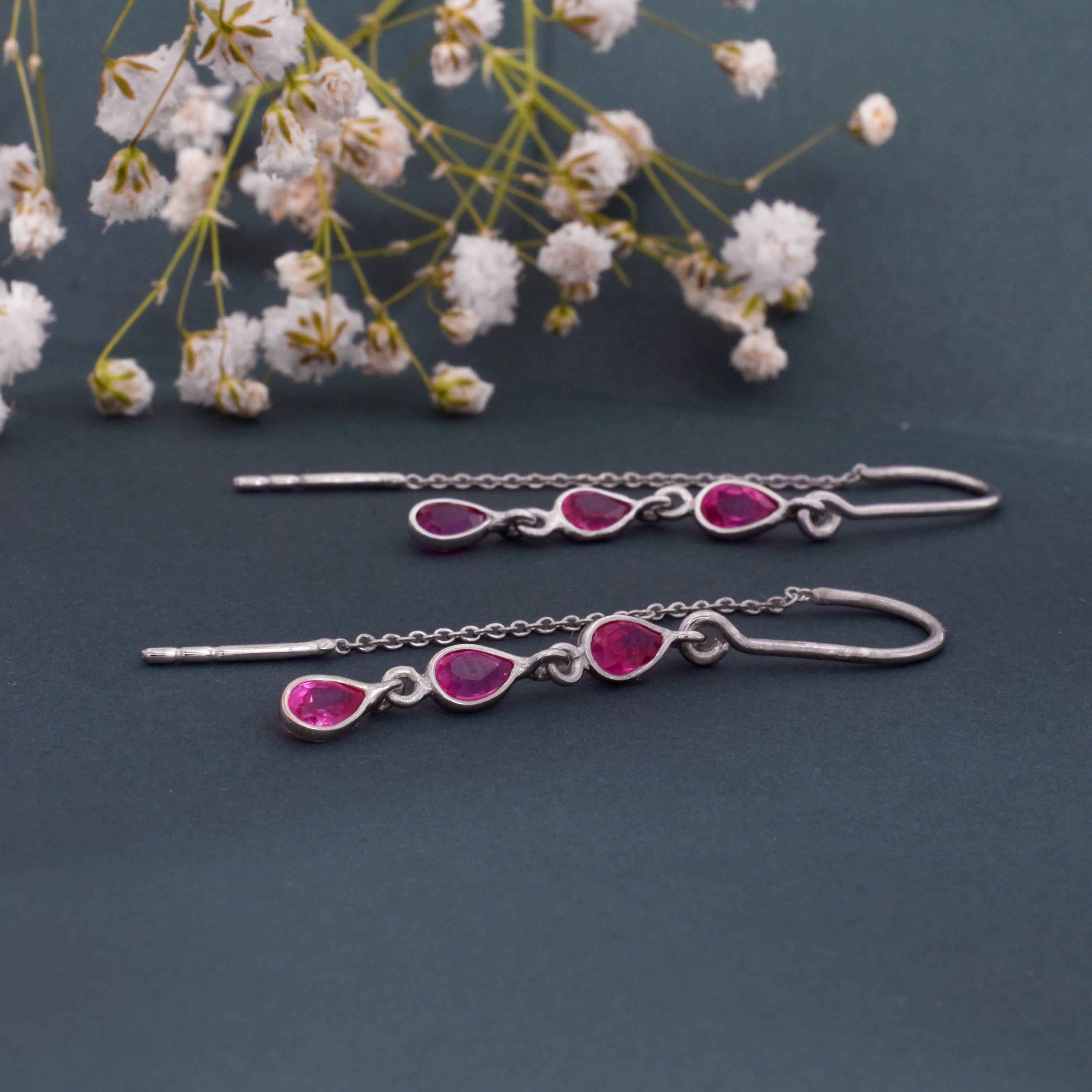 Ruby Dangle Earrings in 925 Sterling Silver – Stunning Jewelry Gift for Women