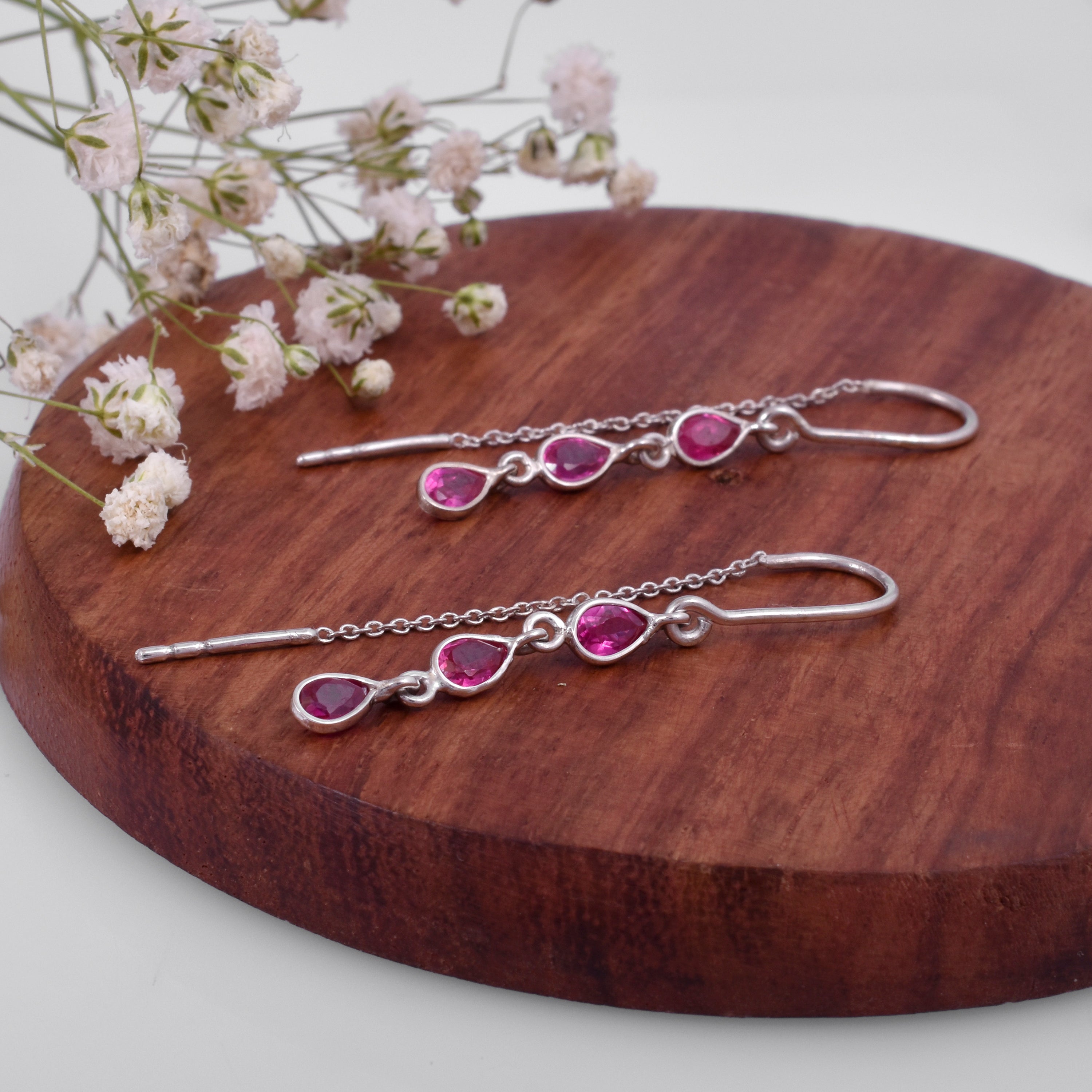 Ruby Dangle Earrings in 925 Sterling Silver – Stunning Jewelry Gift for Women