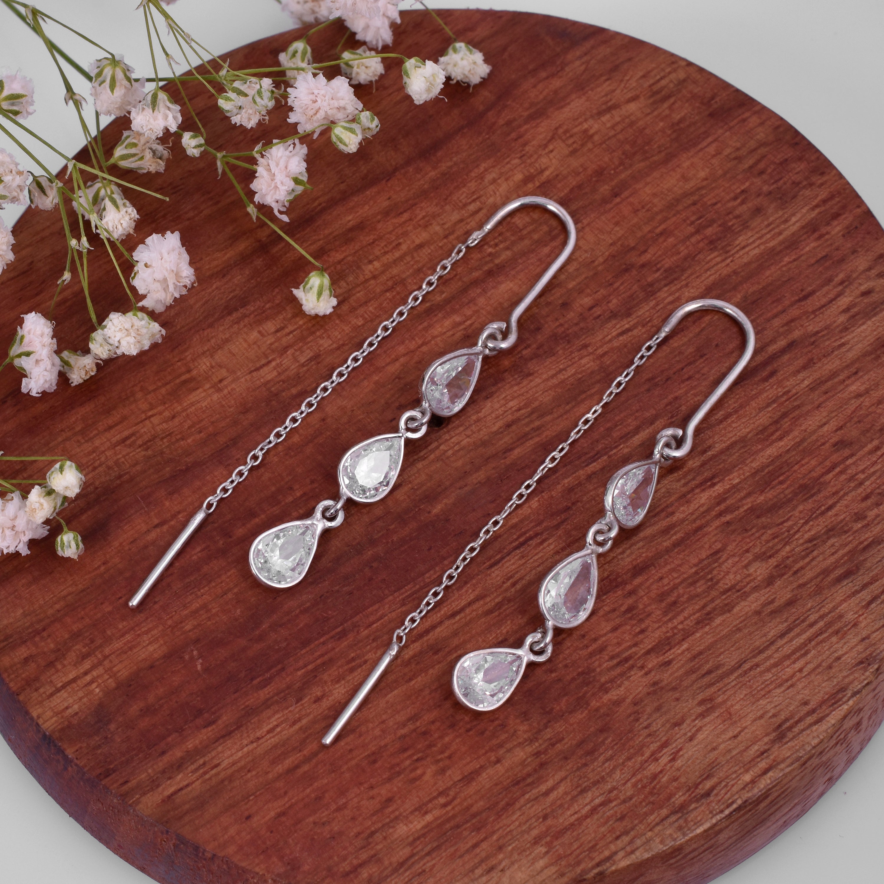 Moissanite Dangle Earrings in 925 Sterling Silver – Classic Jewelry Gift for Women