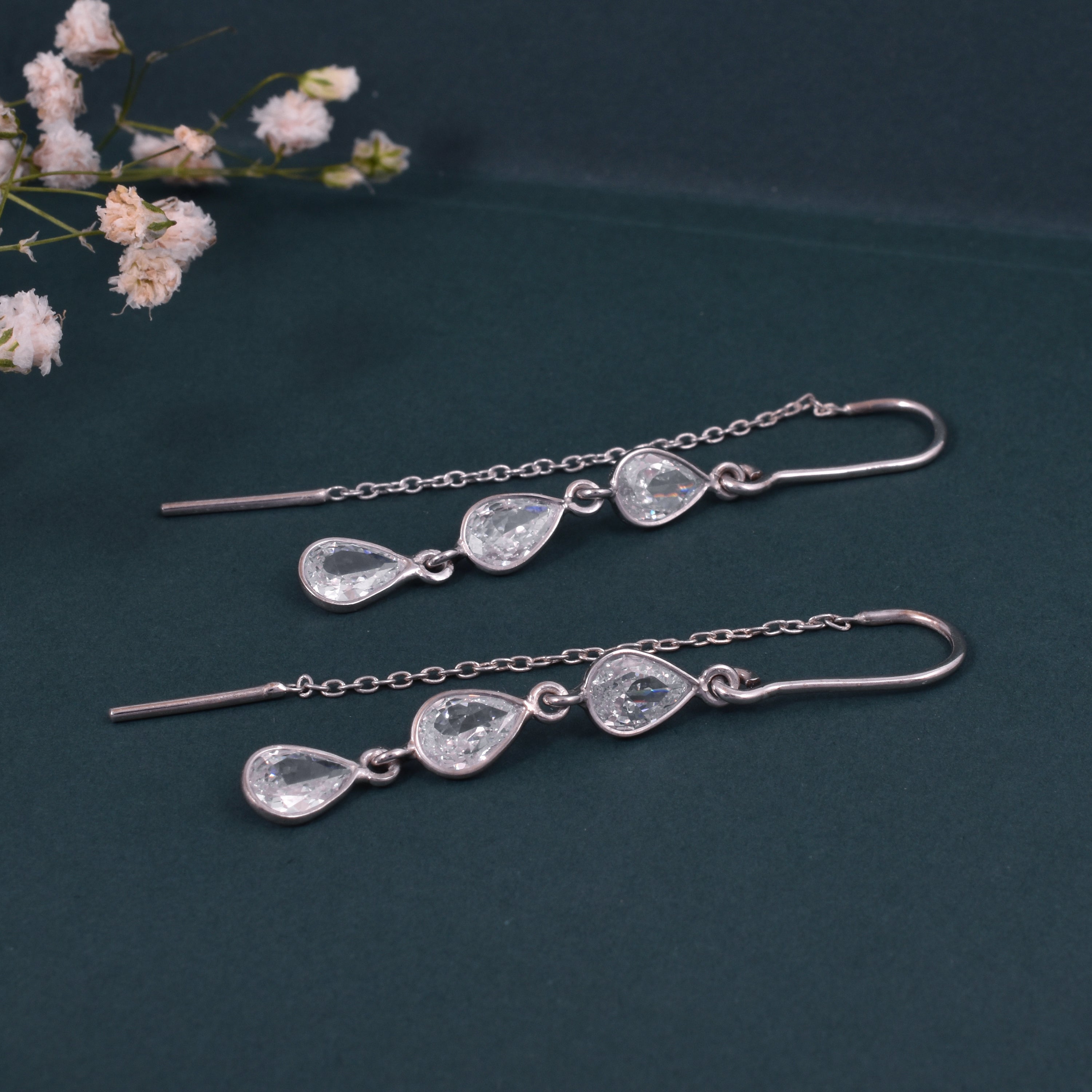 Moissanite Dangle Earrings in 925 Sterling Silver – Classic Jewelry Gift for Women