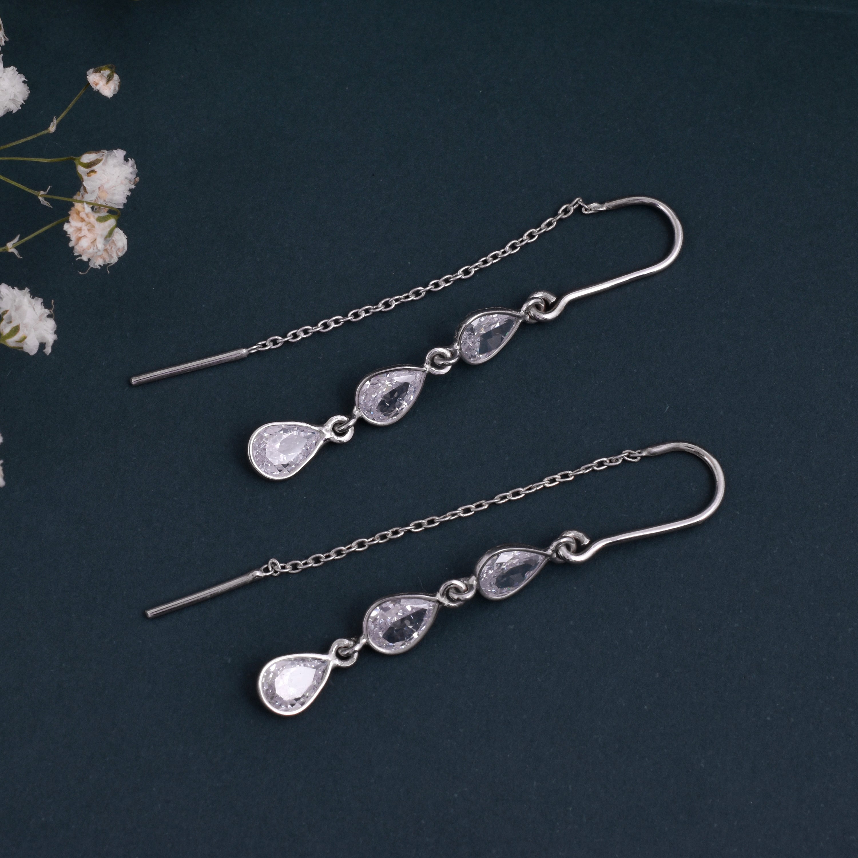 Moissanite Dangle Earrings in 925 Sterling Silver – Classic Jewelry Gift for Women