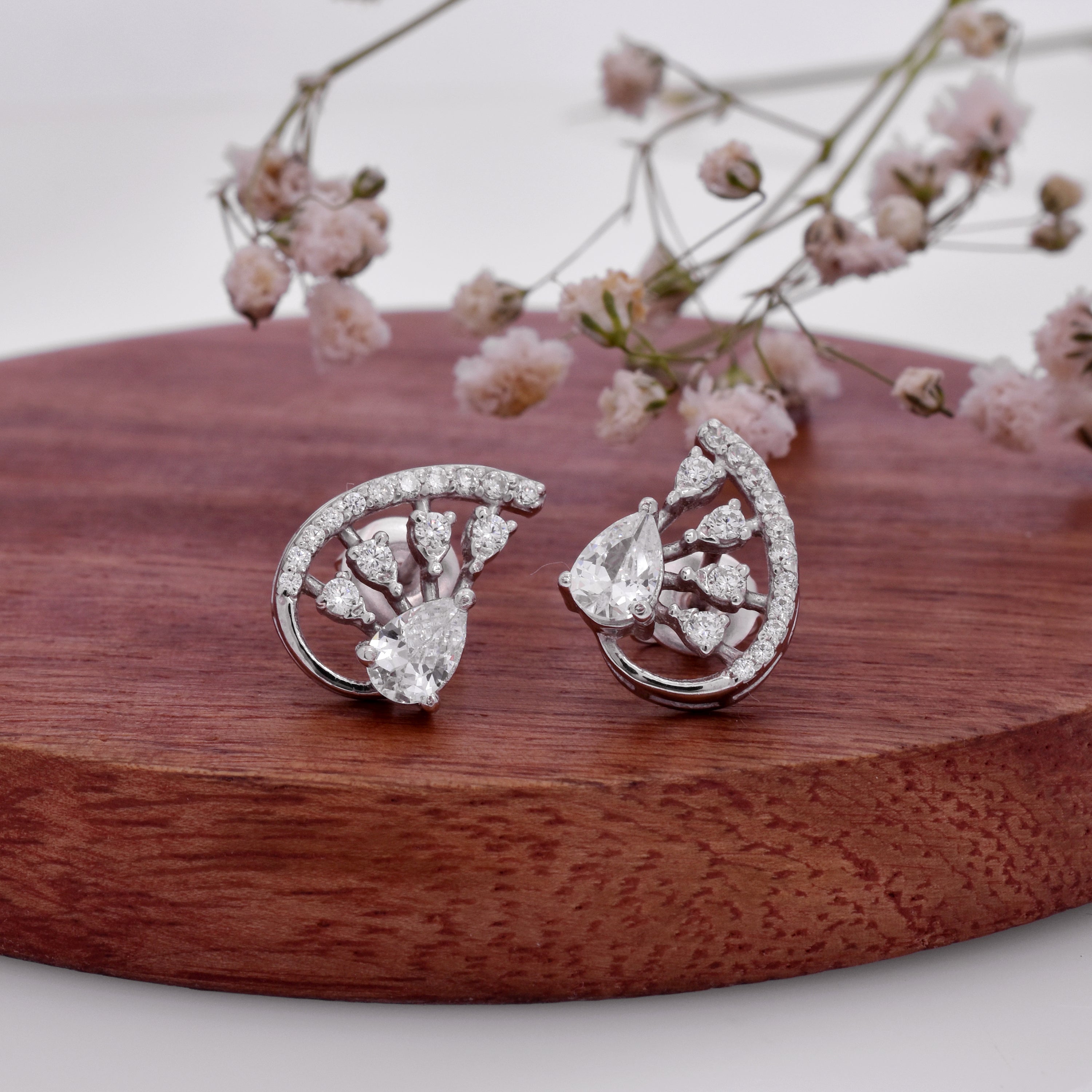Luxury 925 Sterling Silver Designer Earrings with Cubic Zirconia – Perfect Gift for Her