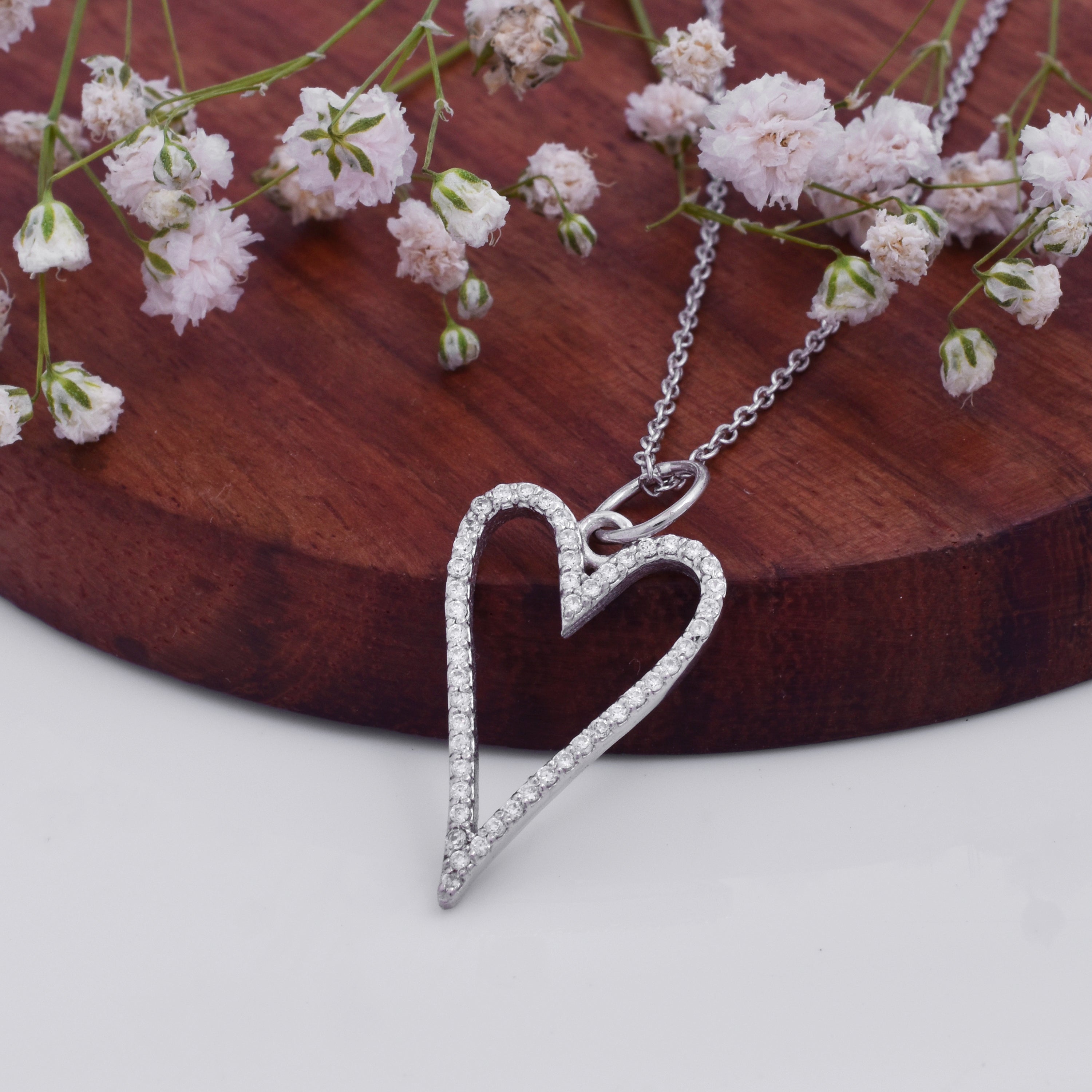 Heart Charm Necklace - 92.5 Sterling Silver Perfect Gift for Her