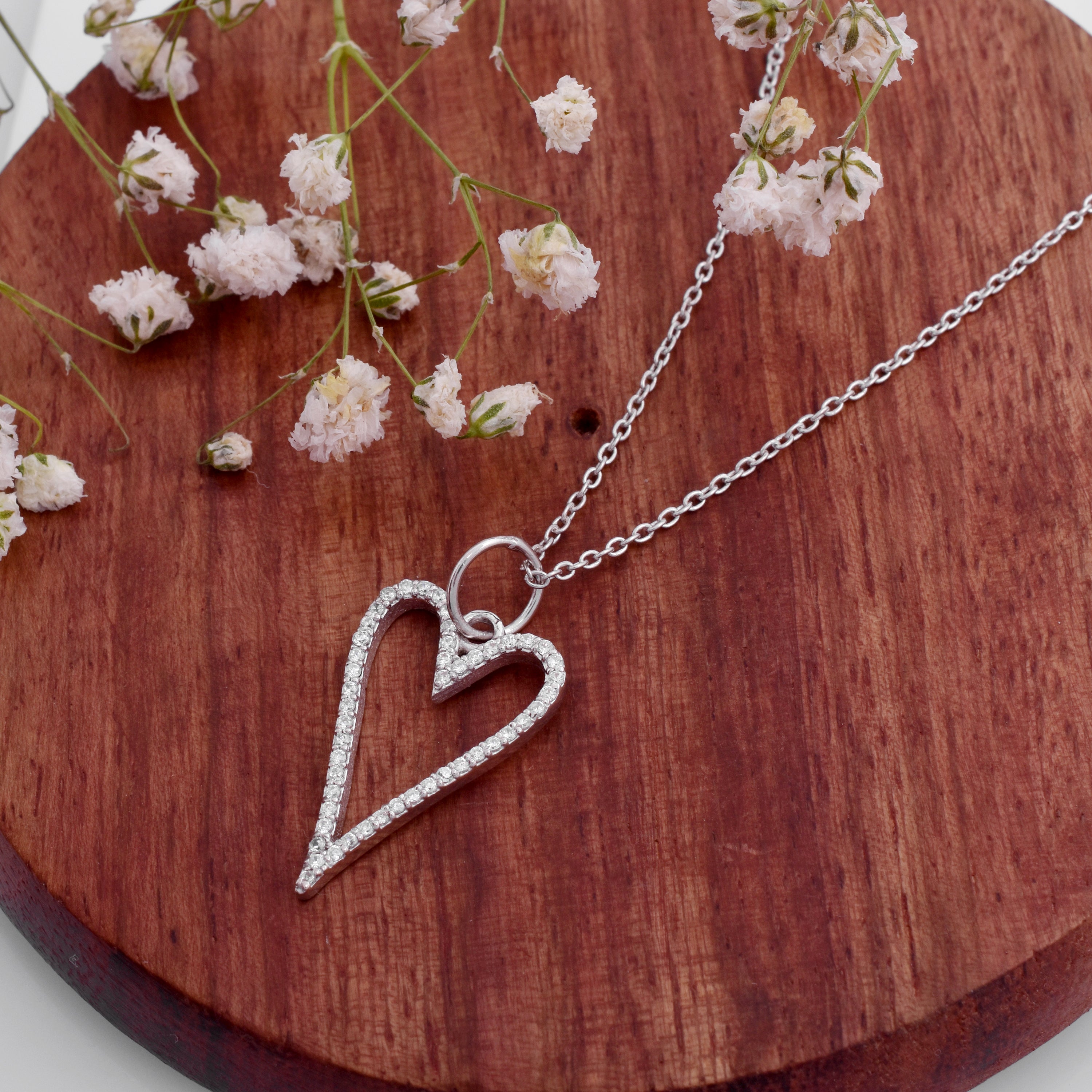 Heart Charm Necklace - 92.5 Sterling Silver Perfect Gift for Her