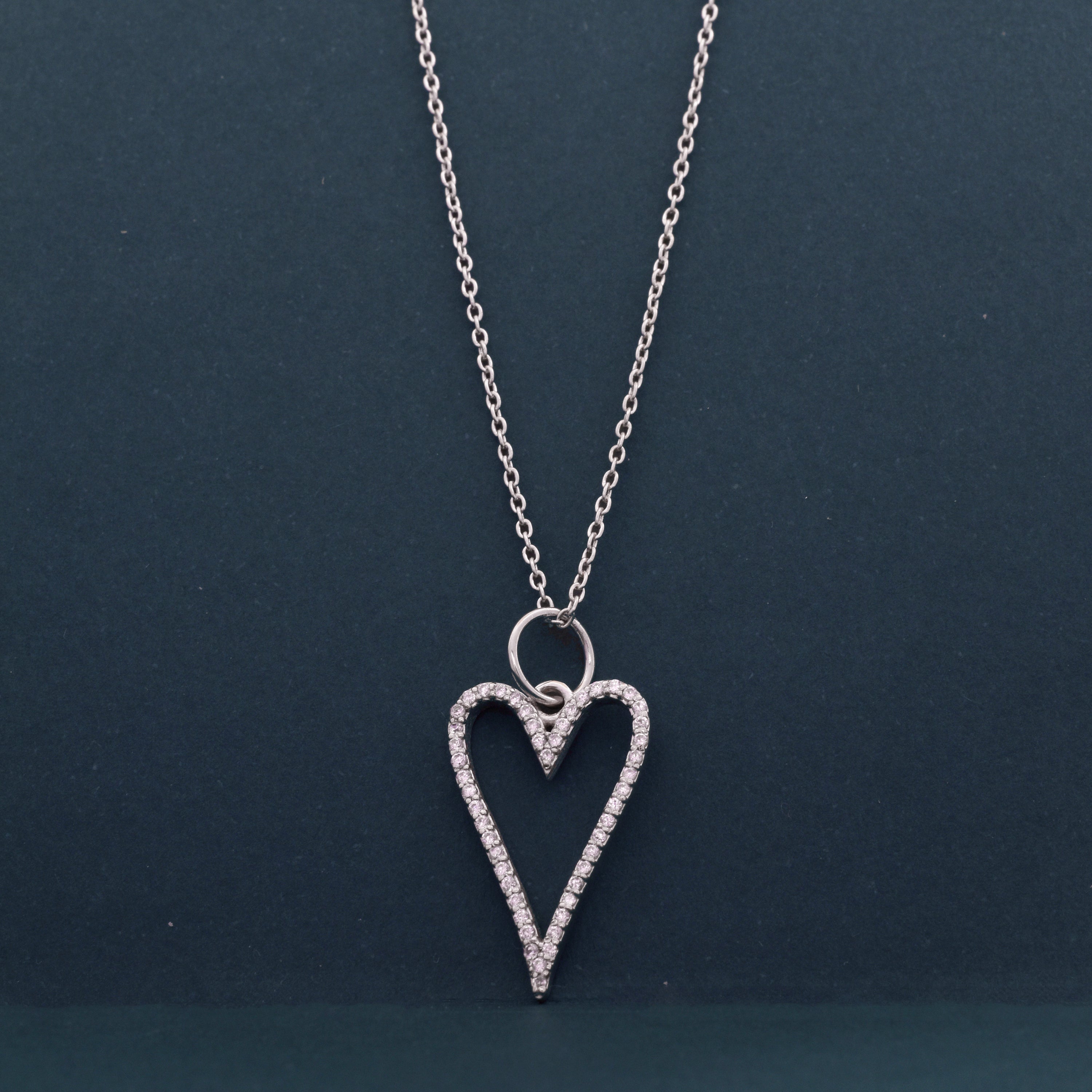 Heart Charm Necklace - 92.5 Sterling Silver Perfect Gift for Her