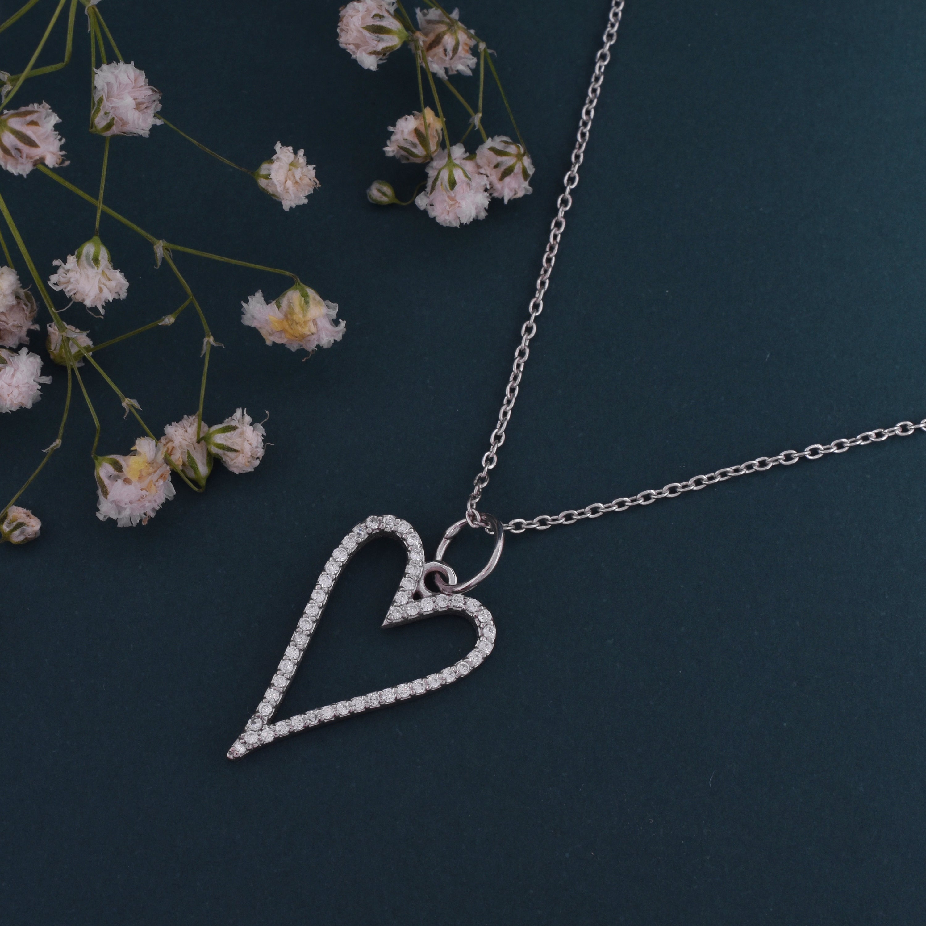 Heart Charm Necklace - 92.5 Sterling Silver Perfect Gift for Her