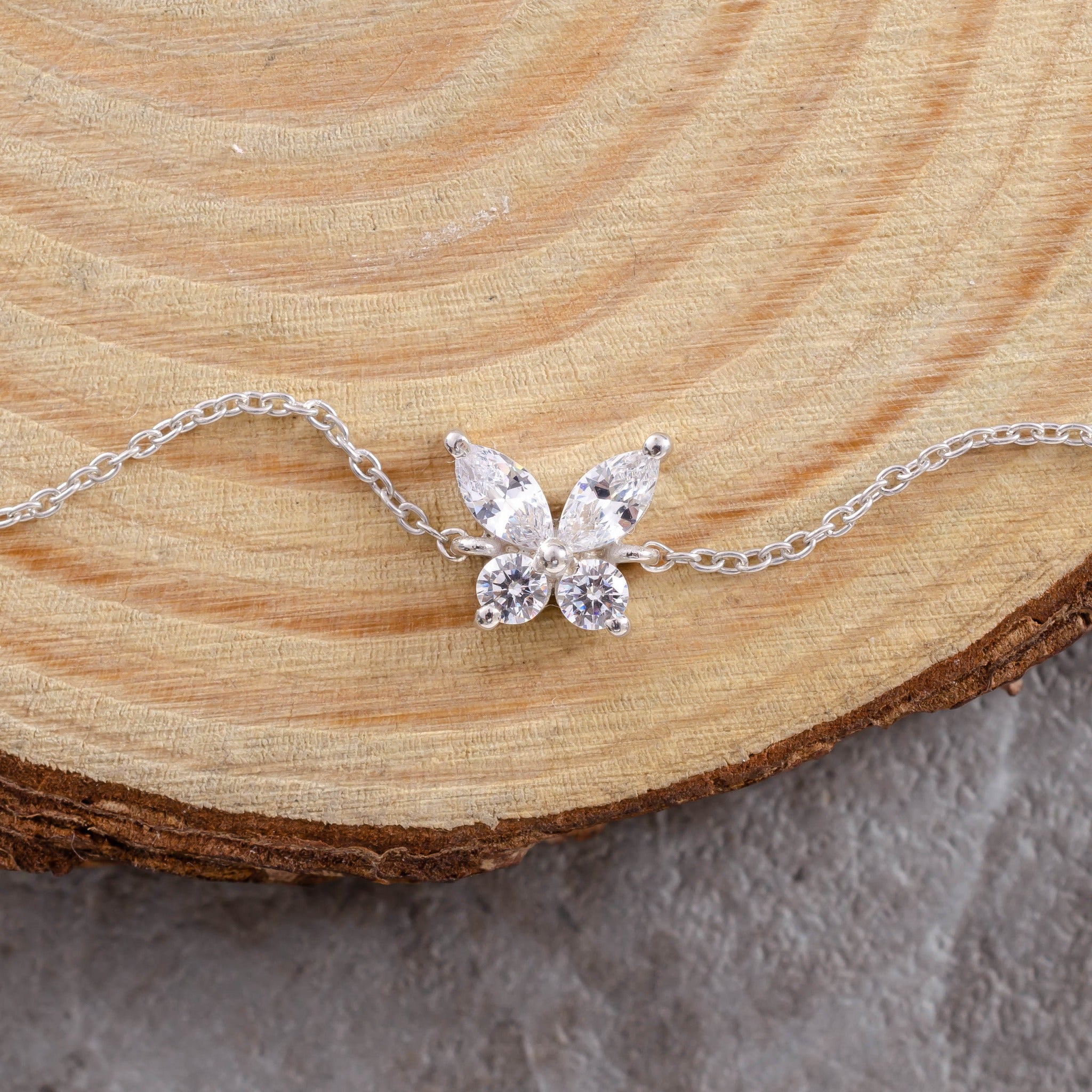 92.5 Sterling Silver Butterfly Necklace – Elegant & Symbolic