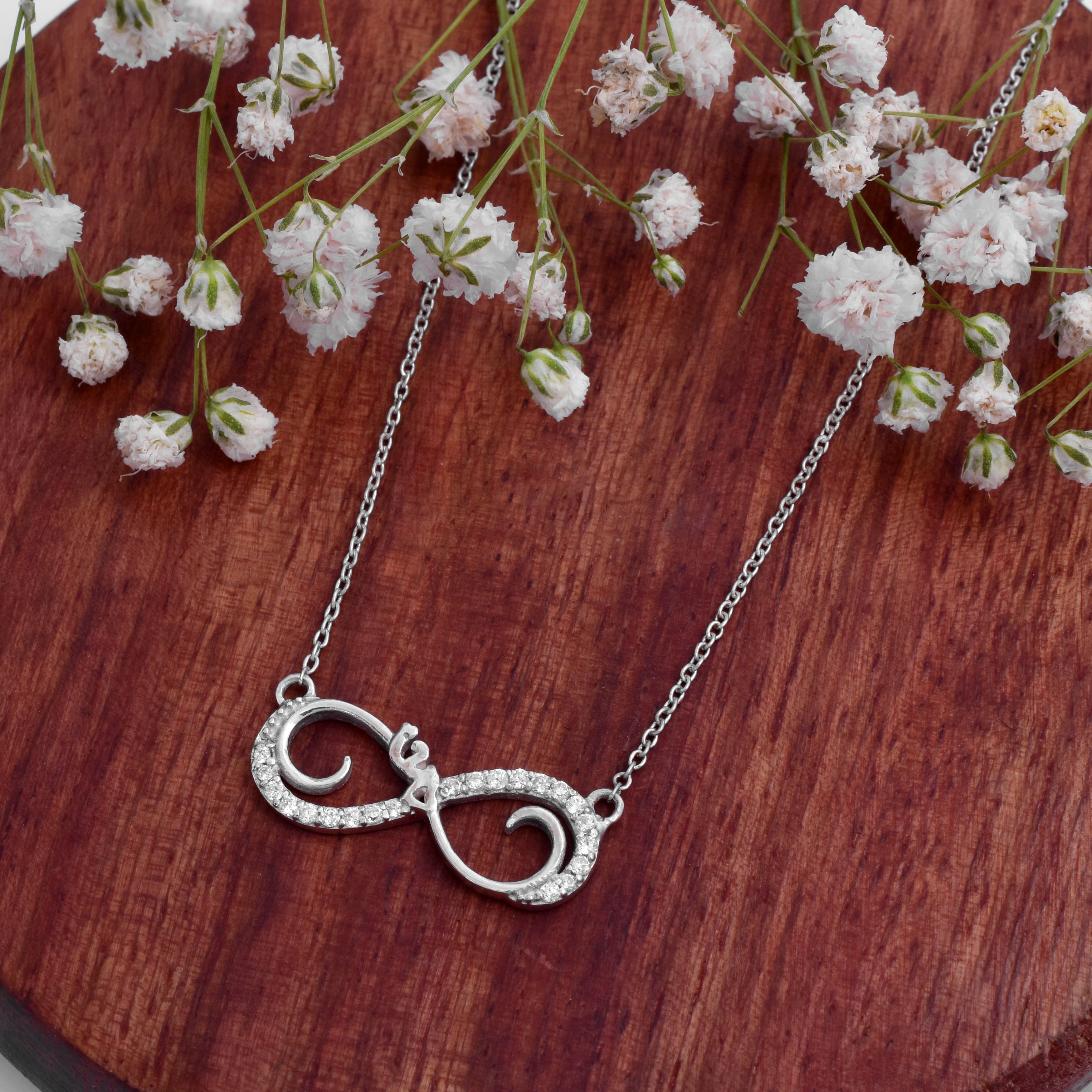 Forever Linked Infinity Necklace - 92.5 Sterling Silver Timeless Symbol of Love and Unity