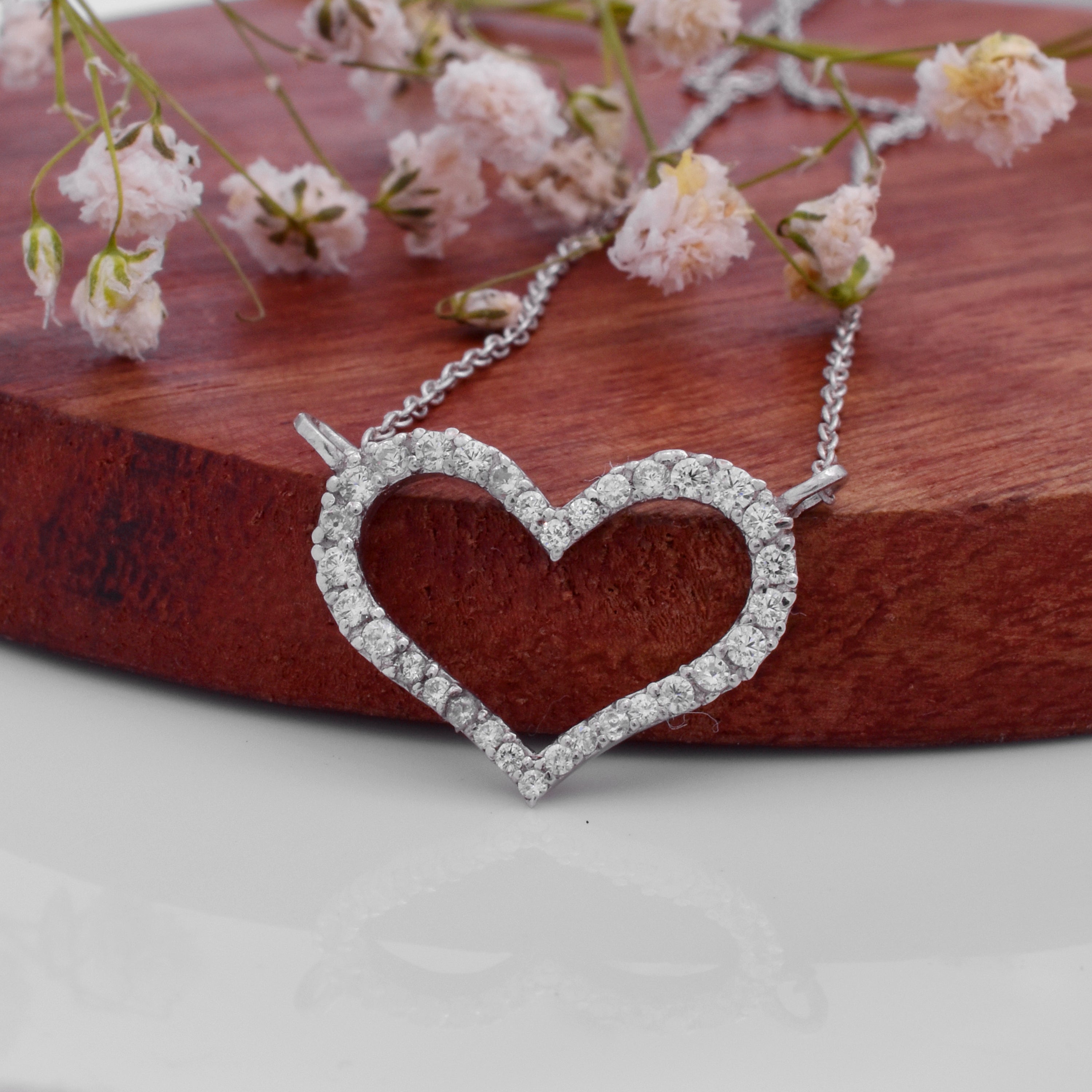 Sterling Silver Heart Charm Necklace - 92.5  A Perfect Gift for Her