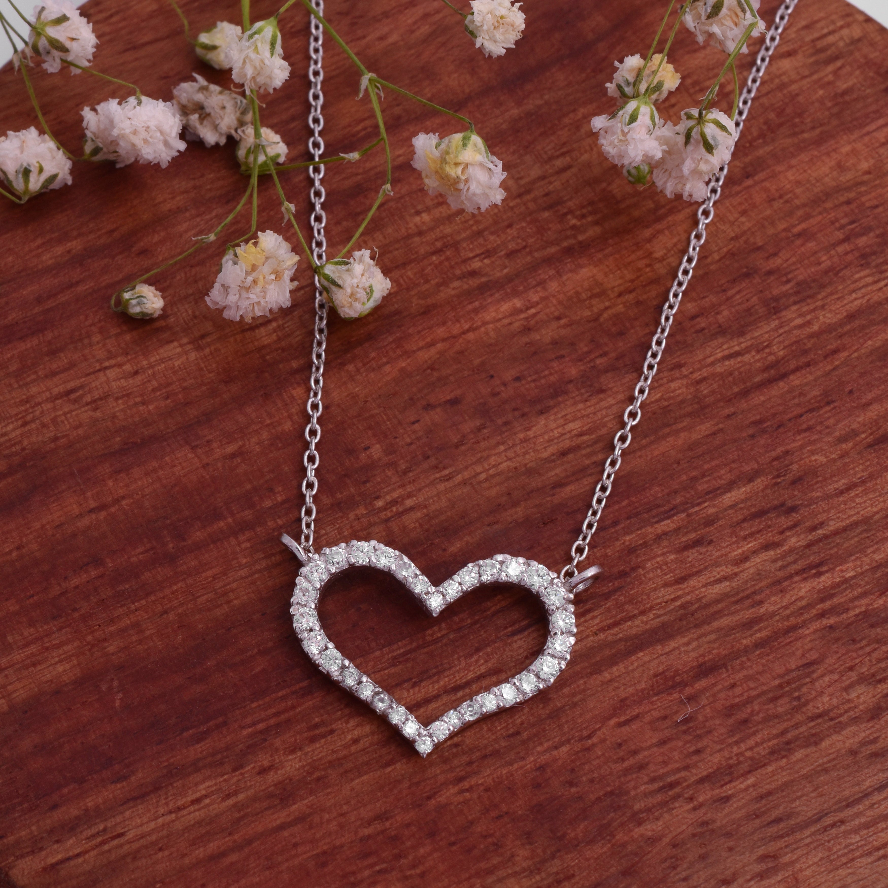 Sterling Silver Heart Charm Necklace - 92.5  A Perfect Gift for Her