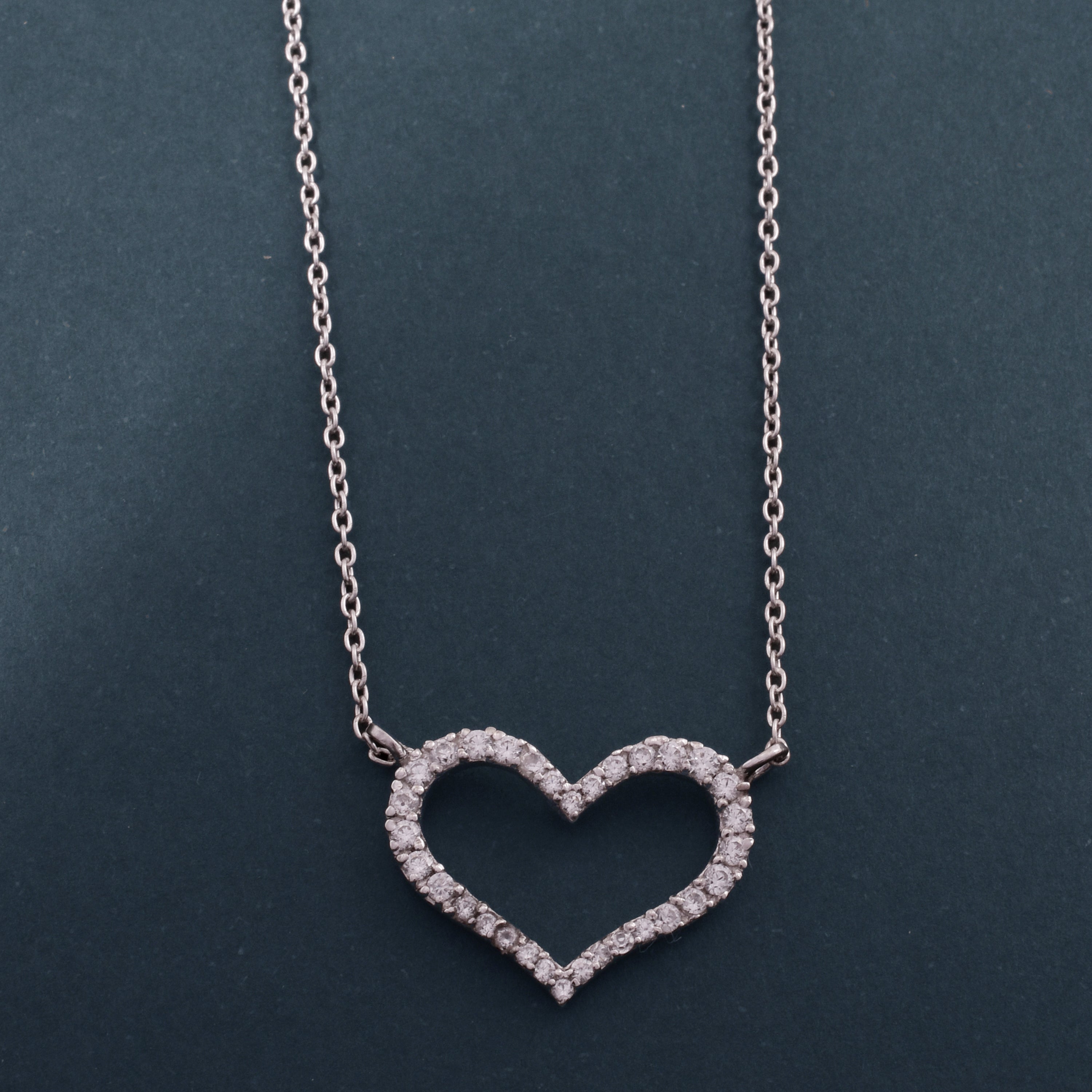 Sterling Silver Heart Charm Necklace - 92.5  A Perfect Gift for Her