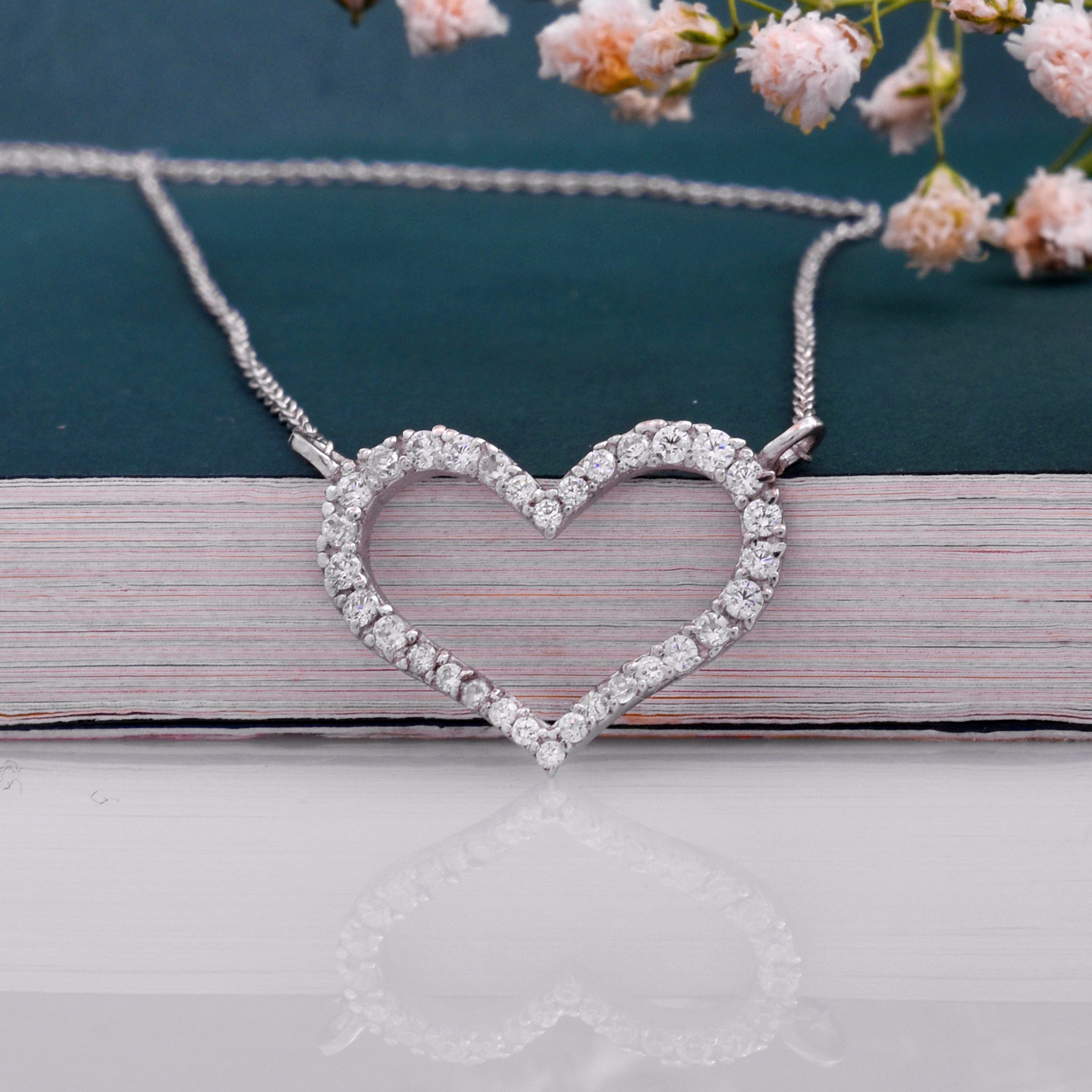 Sterling Silver Heart Charm Necklace - 92.5  A Perfect Gift for Her