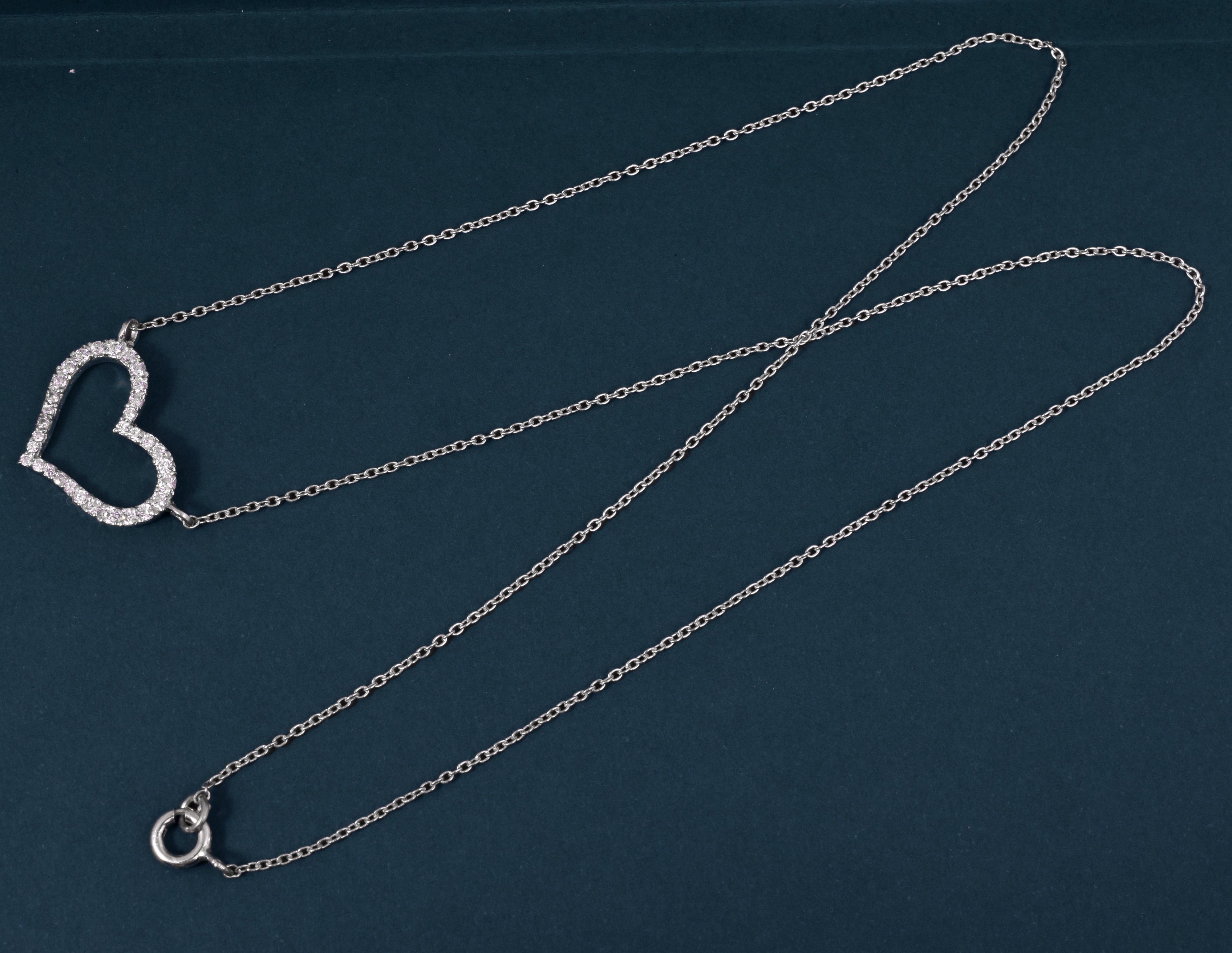 Sterling Silver Heart Charm Necklace - 92.5  A Perfect Gift for Her