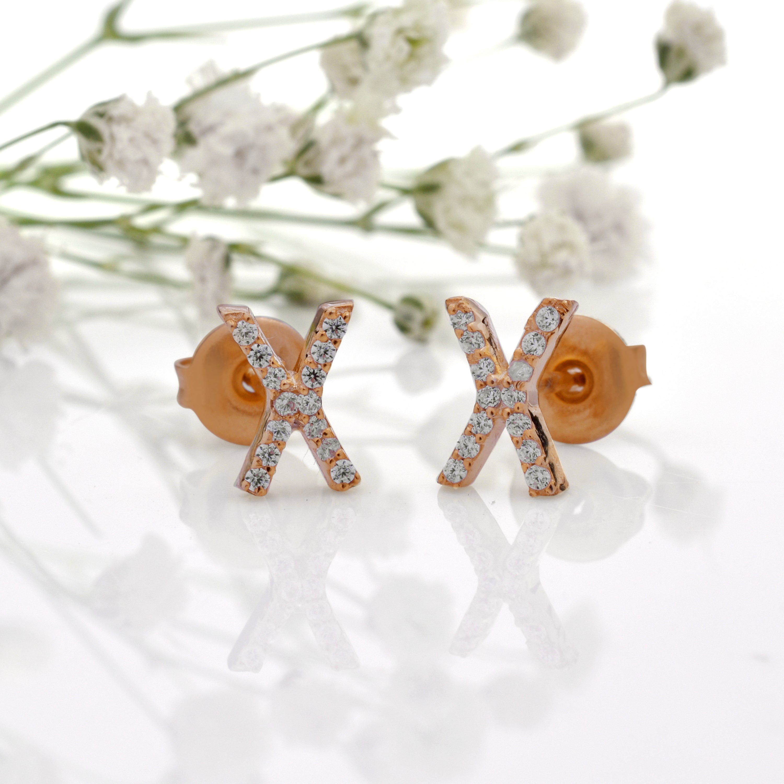 925 Sterling Silver X Design Cross Stud Earrings – Minimalist Hypoallergenic Jewelry