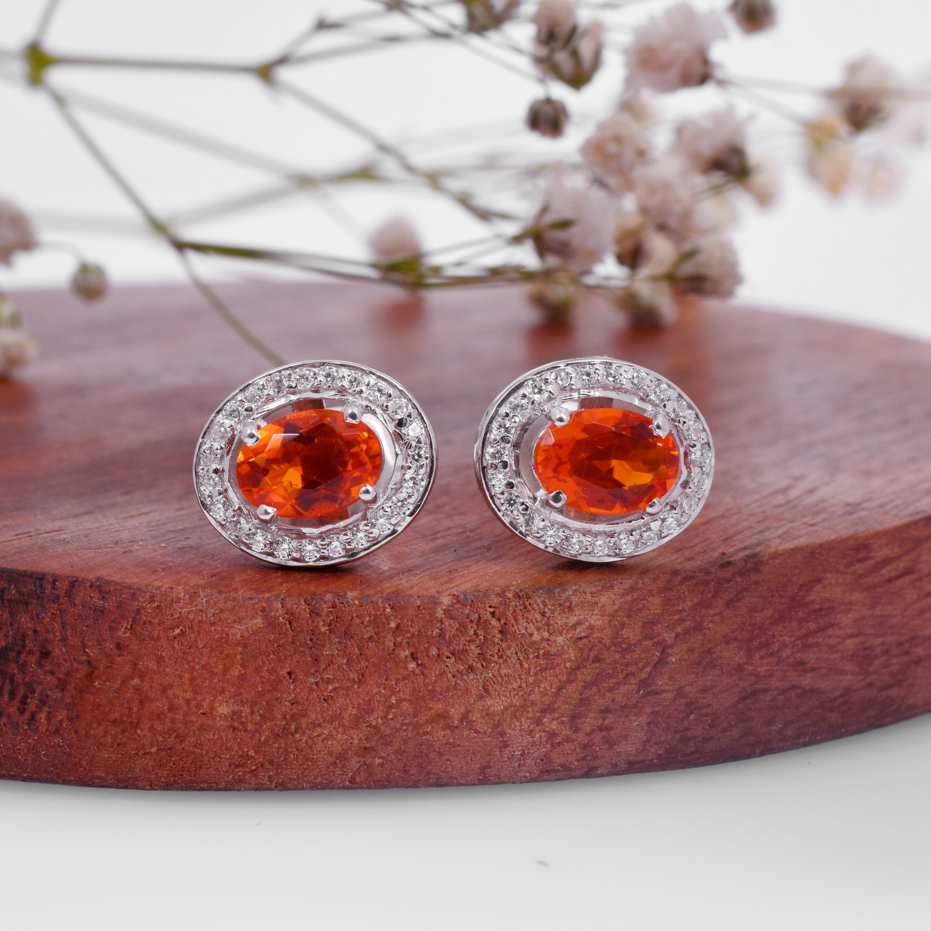 Oval Gemstone Stud Earrings for Women – 925 Sterling Silver Elegant Jewelry