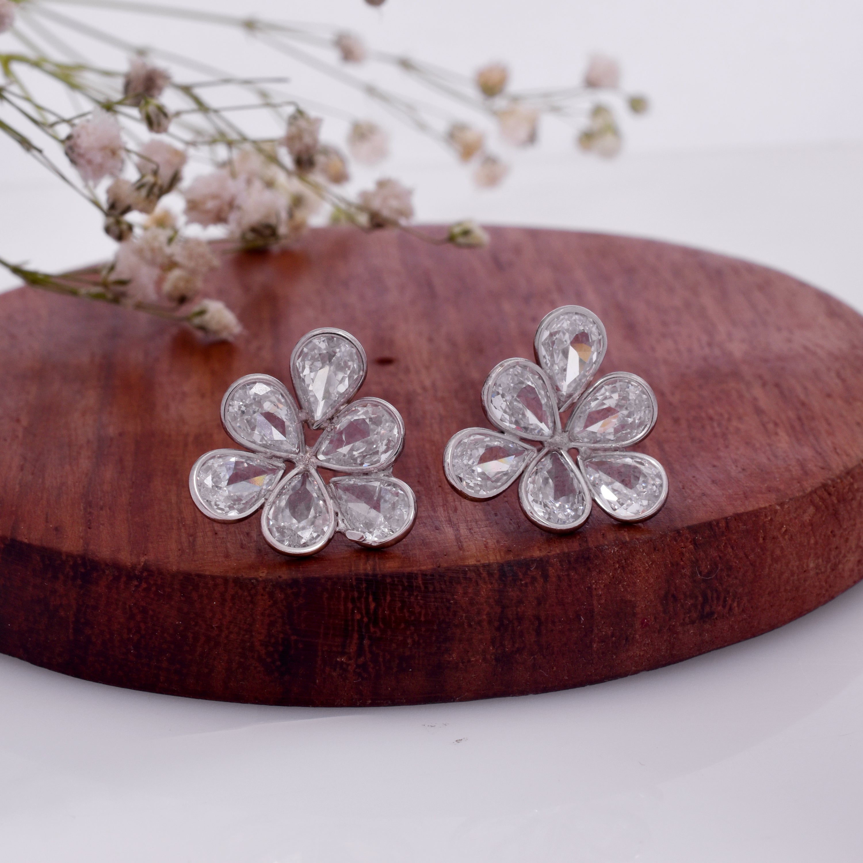 925 Sterling Silver Floral Petal Earrings – Classic and Feminine Style