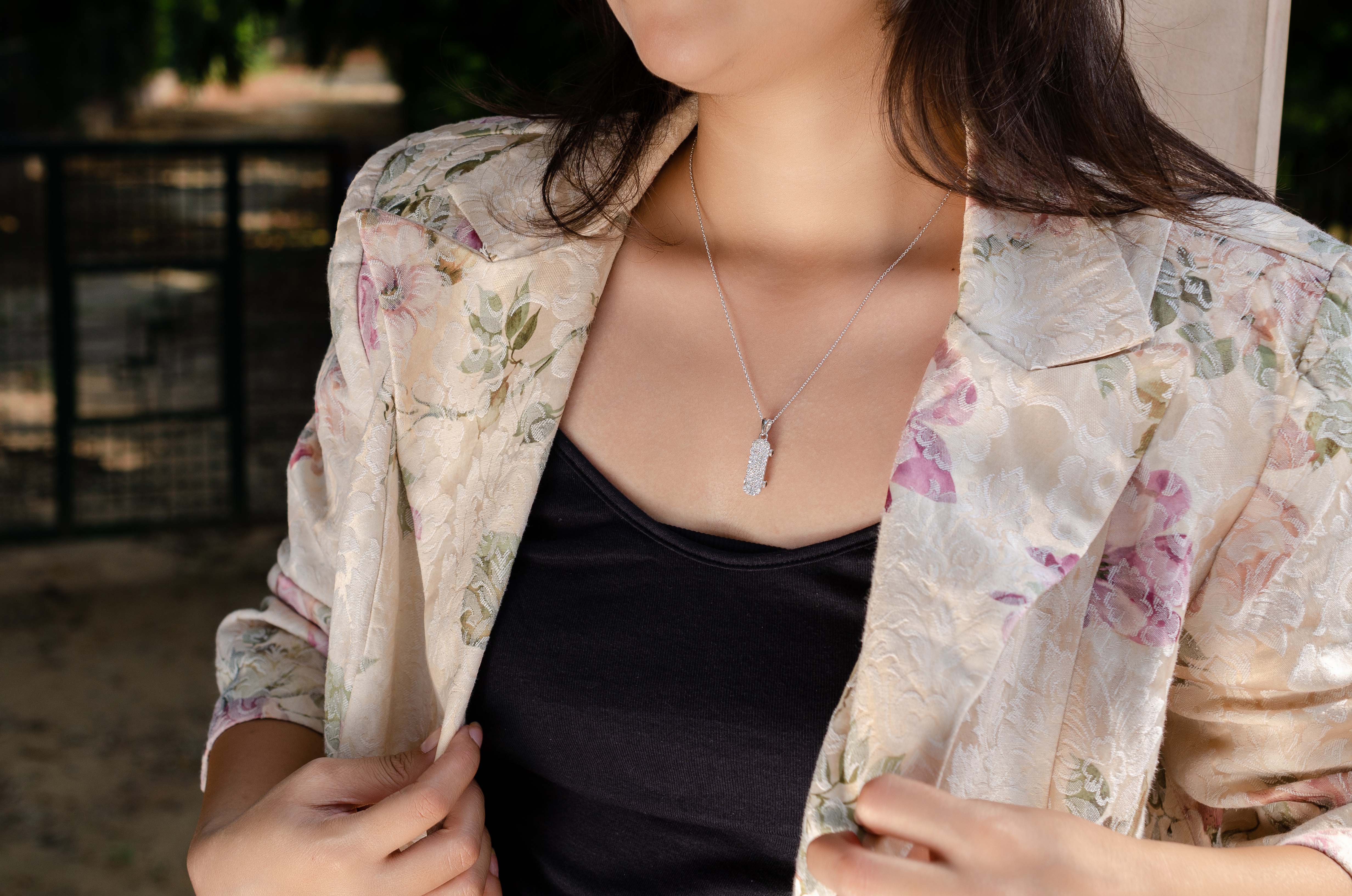92.5 Sterling Silver iced out Skateboard Necklace – Personalized & Unique