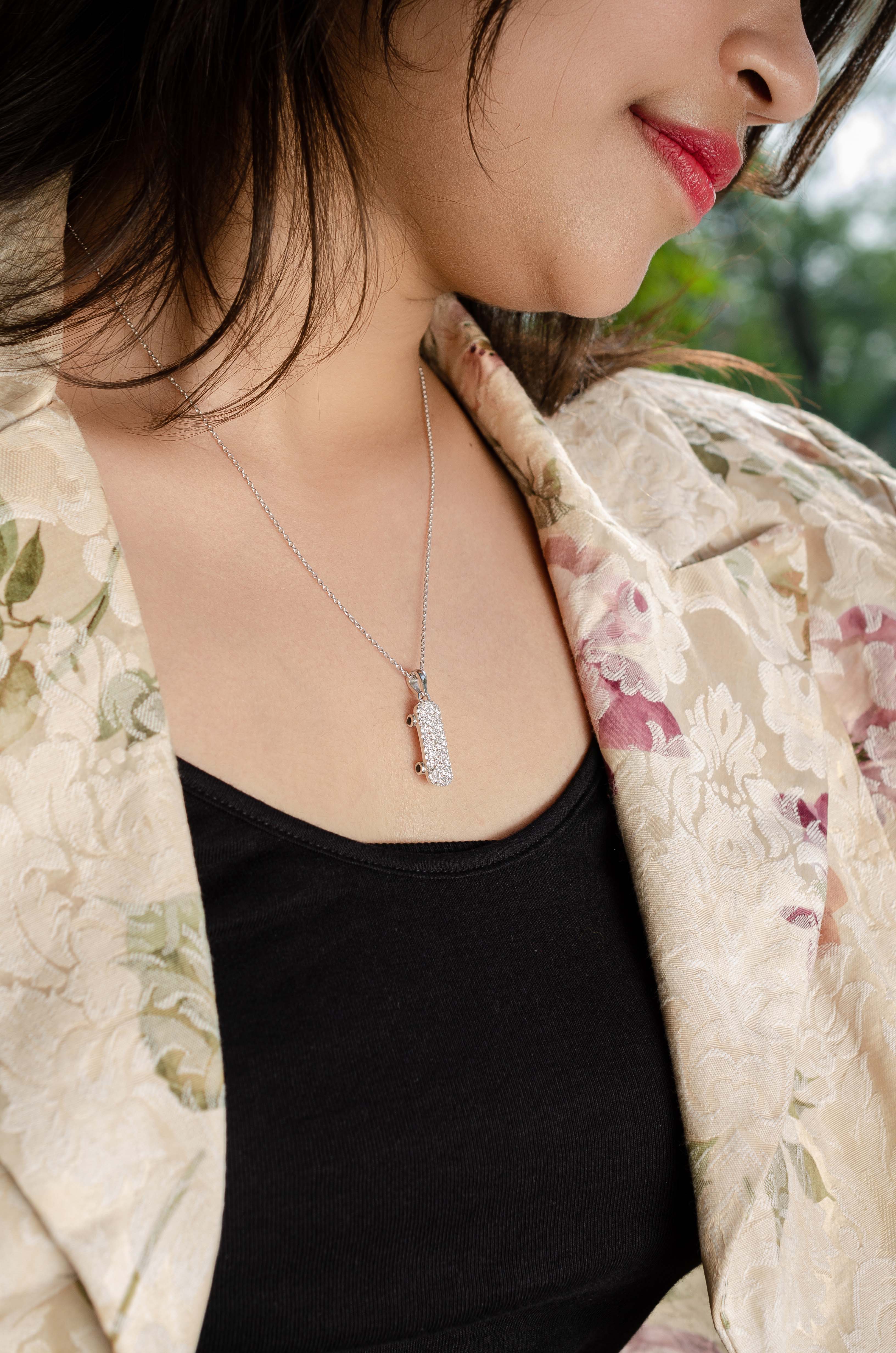 92.5 Sterling Silver iced out Skateboard Necklace – Personalized & Unique