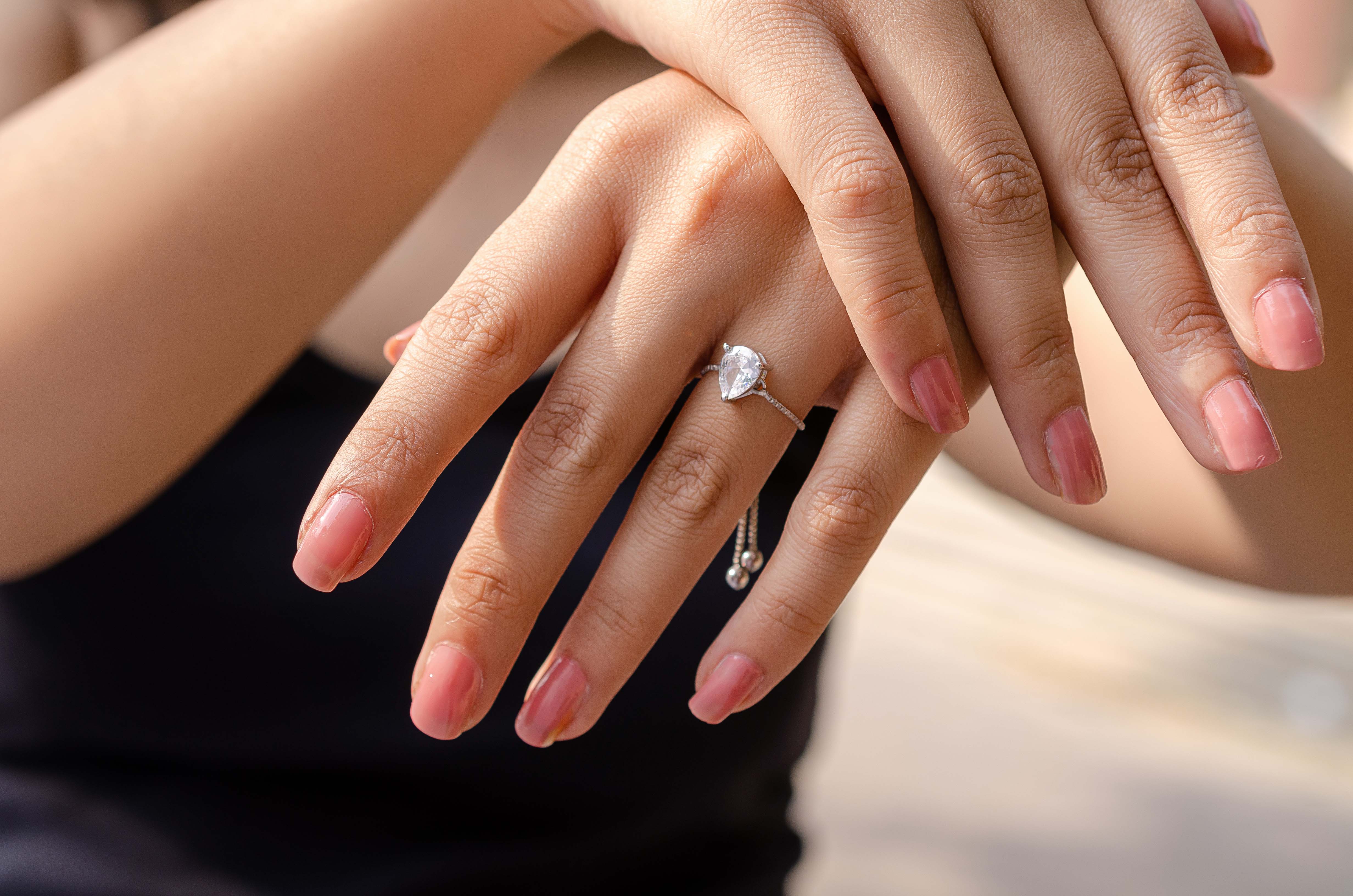 Elegant 925 Sterling Silver Pear Adjustable Ring