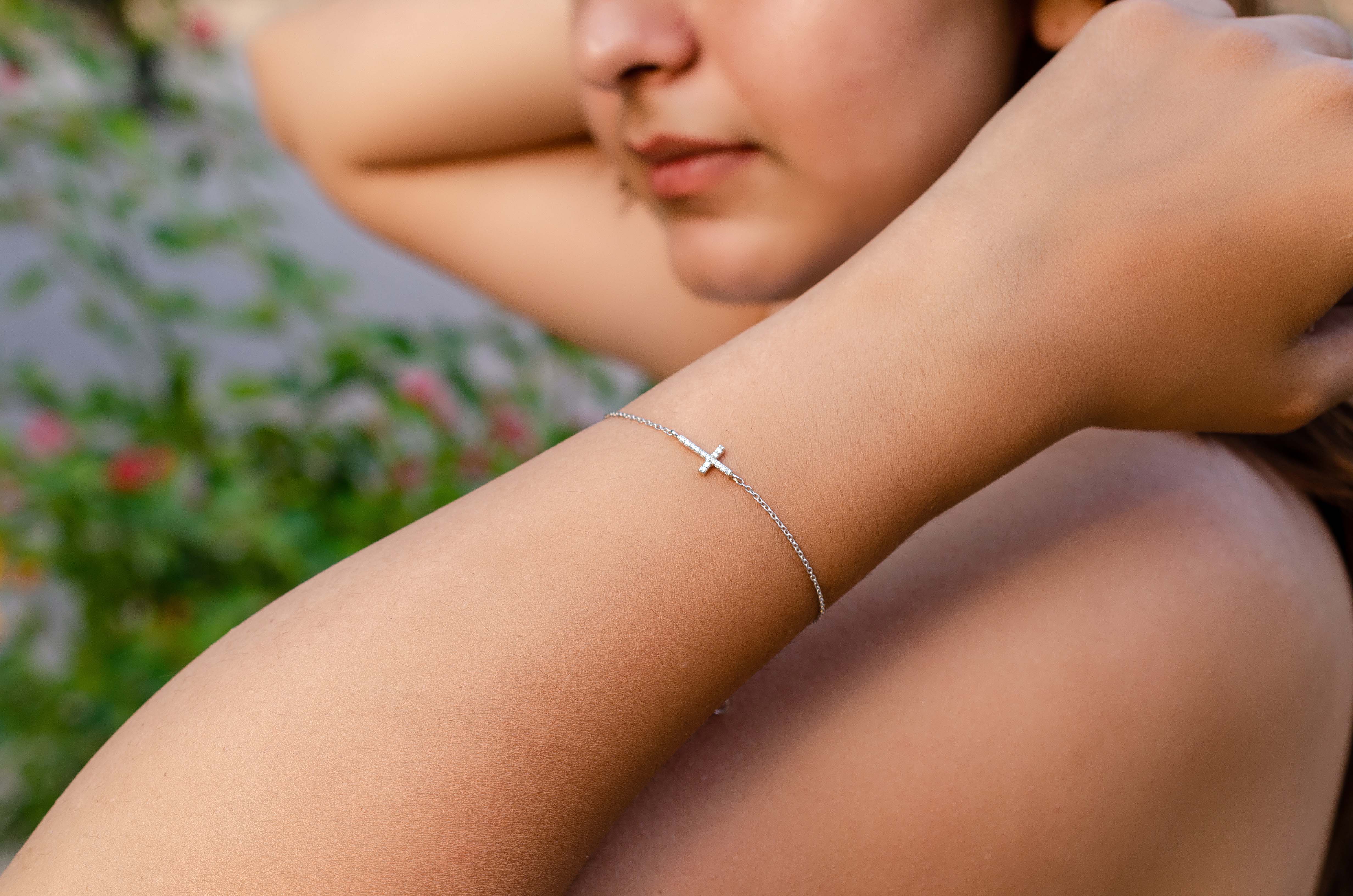 92.5 Sterling Silver Jesus Cross Bracelet – Faith & Elegance