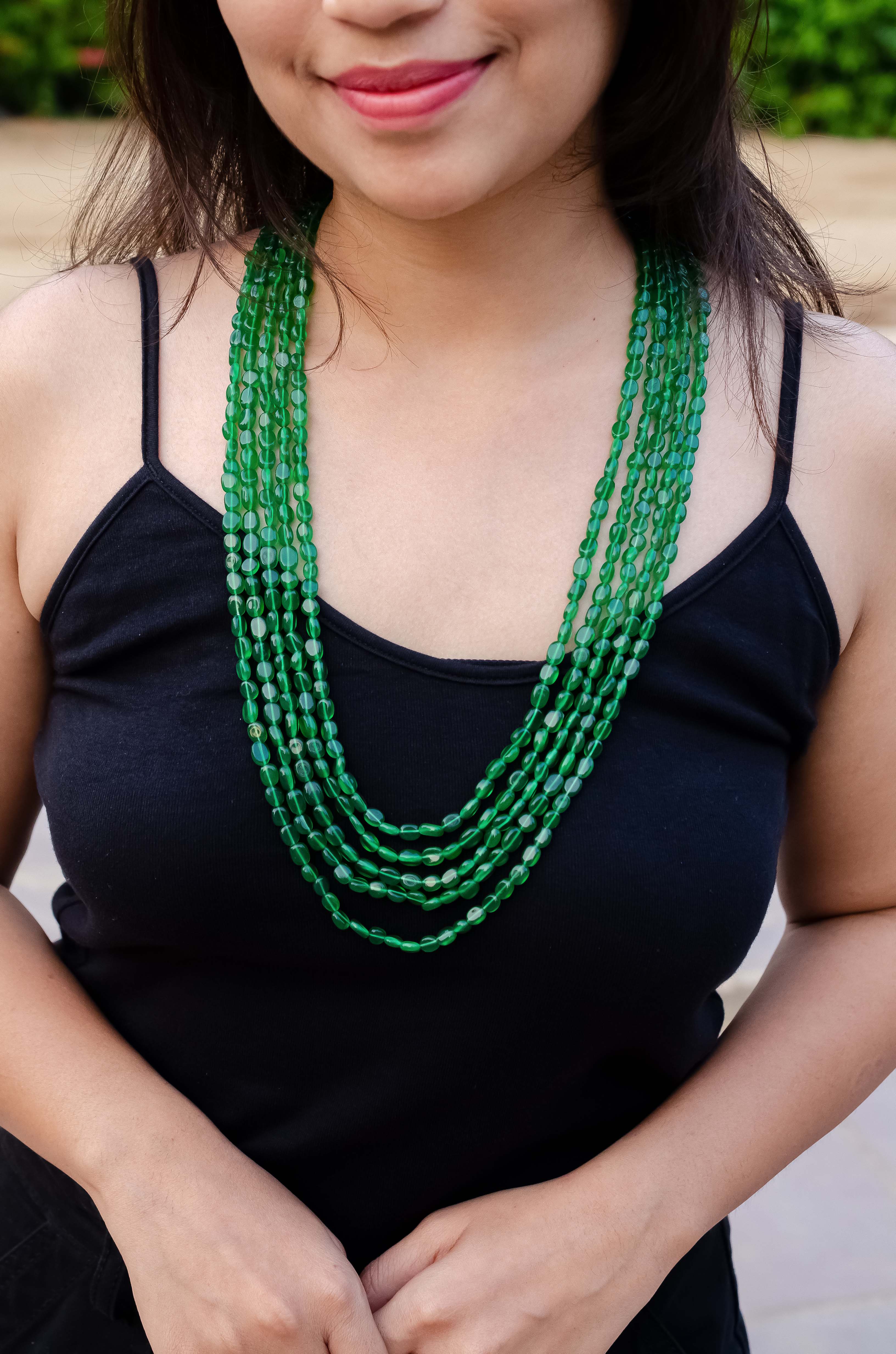 Natural Green Quartz Gemstone Layered Necklace – Elegant & Vibrant Jewelry for Her