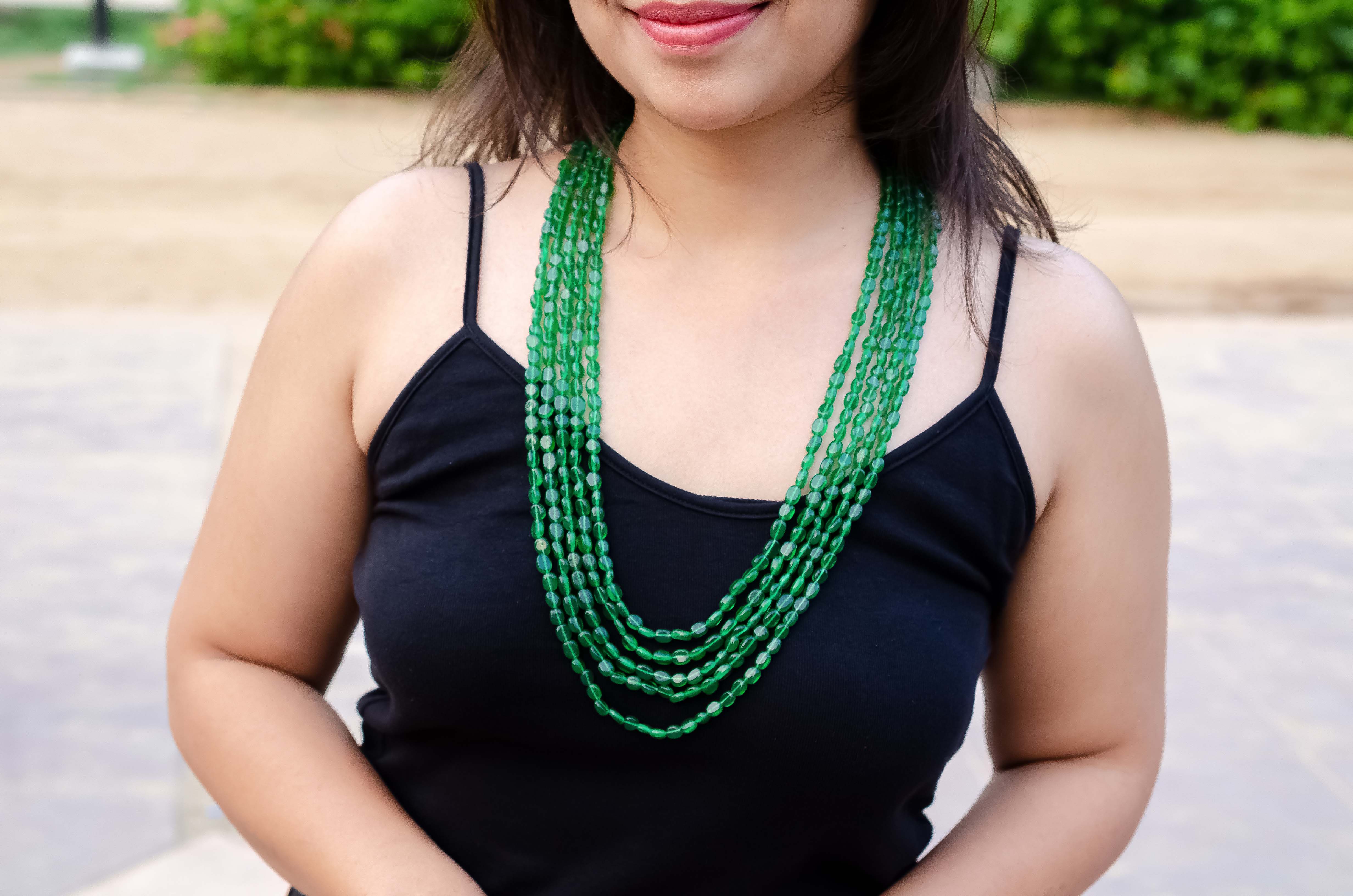 Natural Green Quartz Gemstone Layered Necklace – Elegant & Vibrant Jewelry for Her
