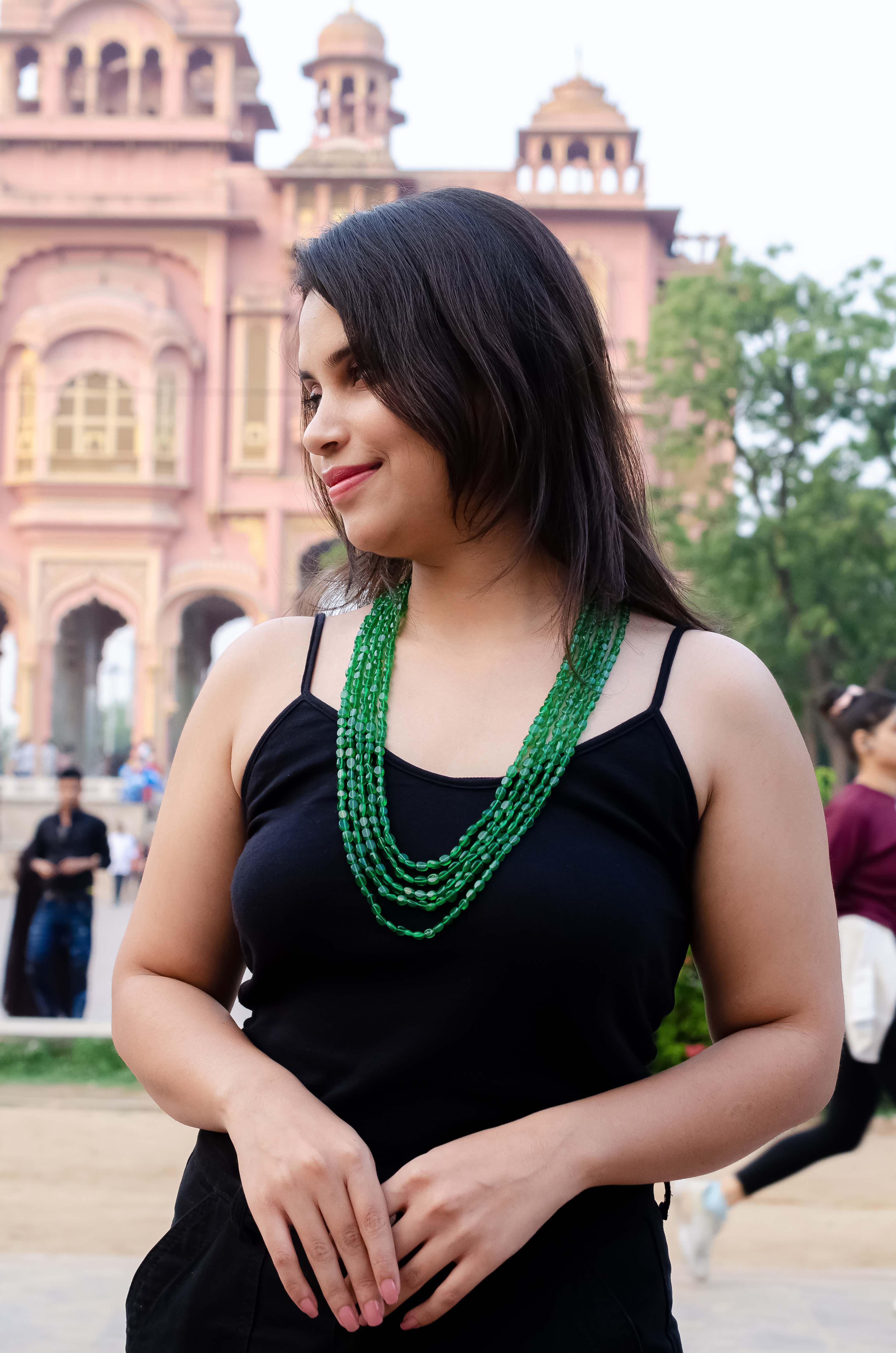 Natural Green Quartz Gemstone Layered Necklace – Elegant & Vibrant Jewelry for Her