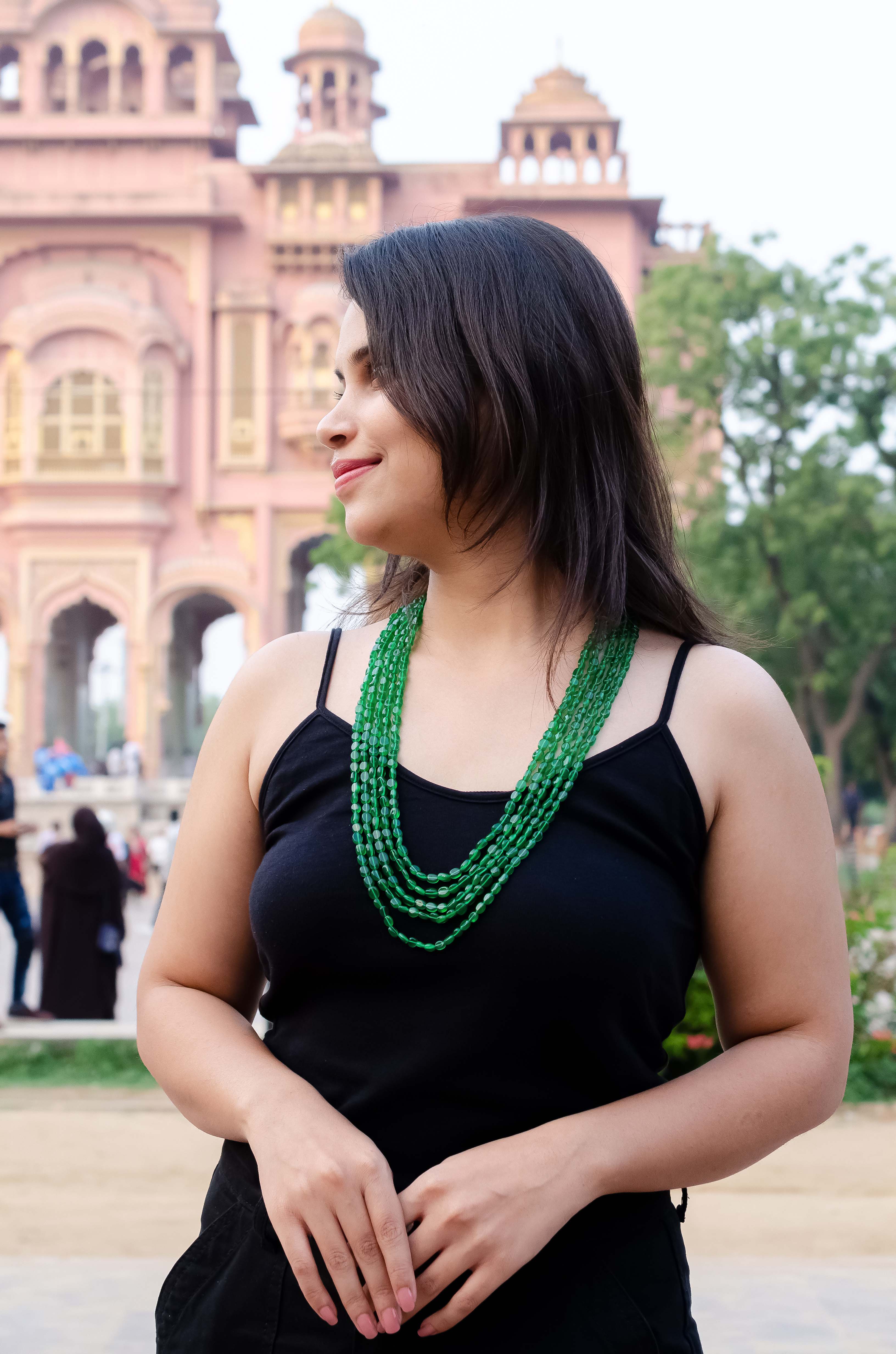 Natural Green Quartz Gemstone Layered Necklace – Elegant & Vibrant Jewelry for Her