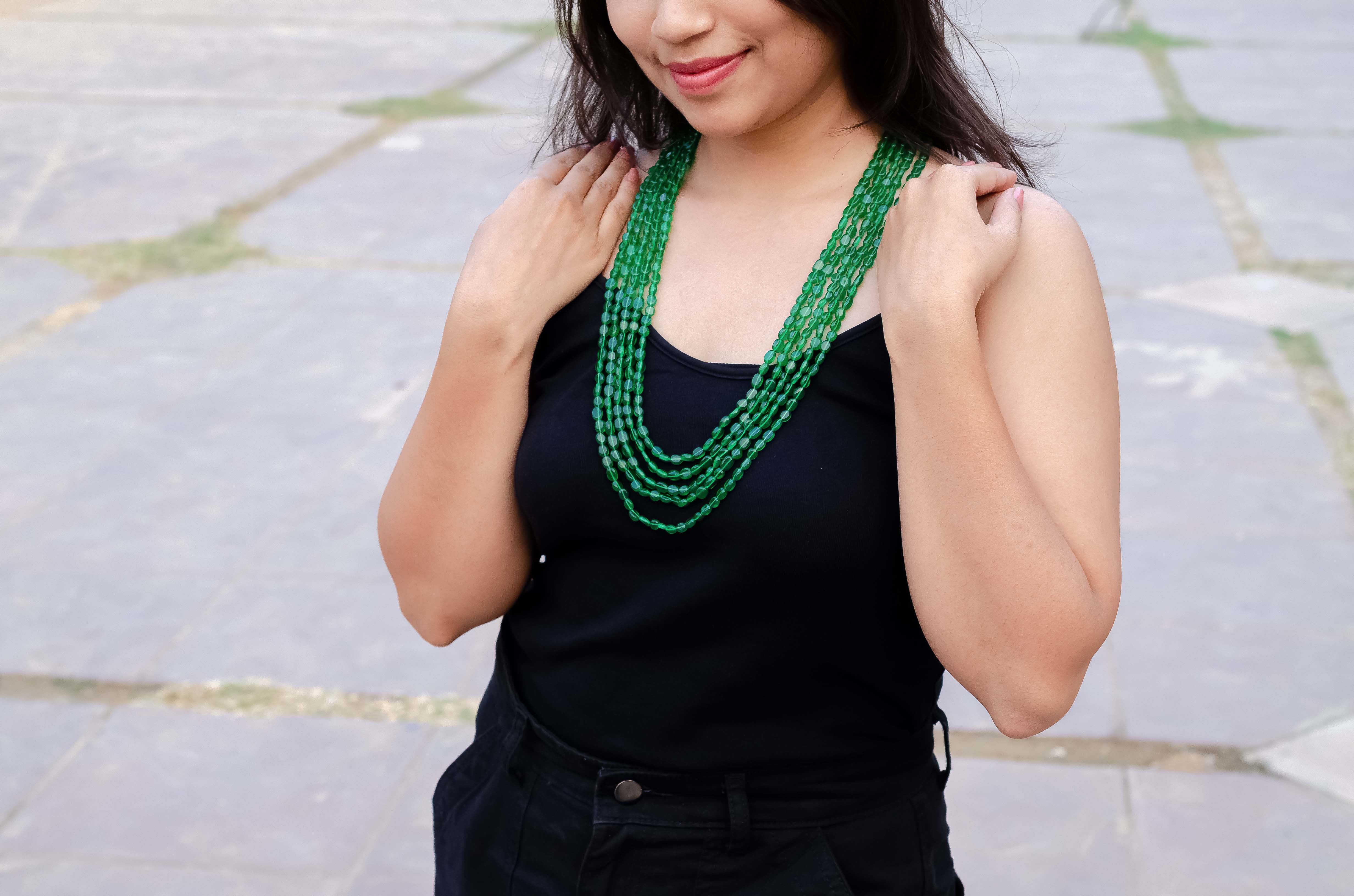 Natural Green Quartz Gemstone Layered Necklace – Elegant & Vibrant Jewelry for Her