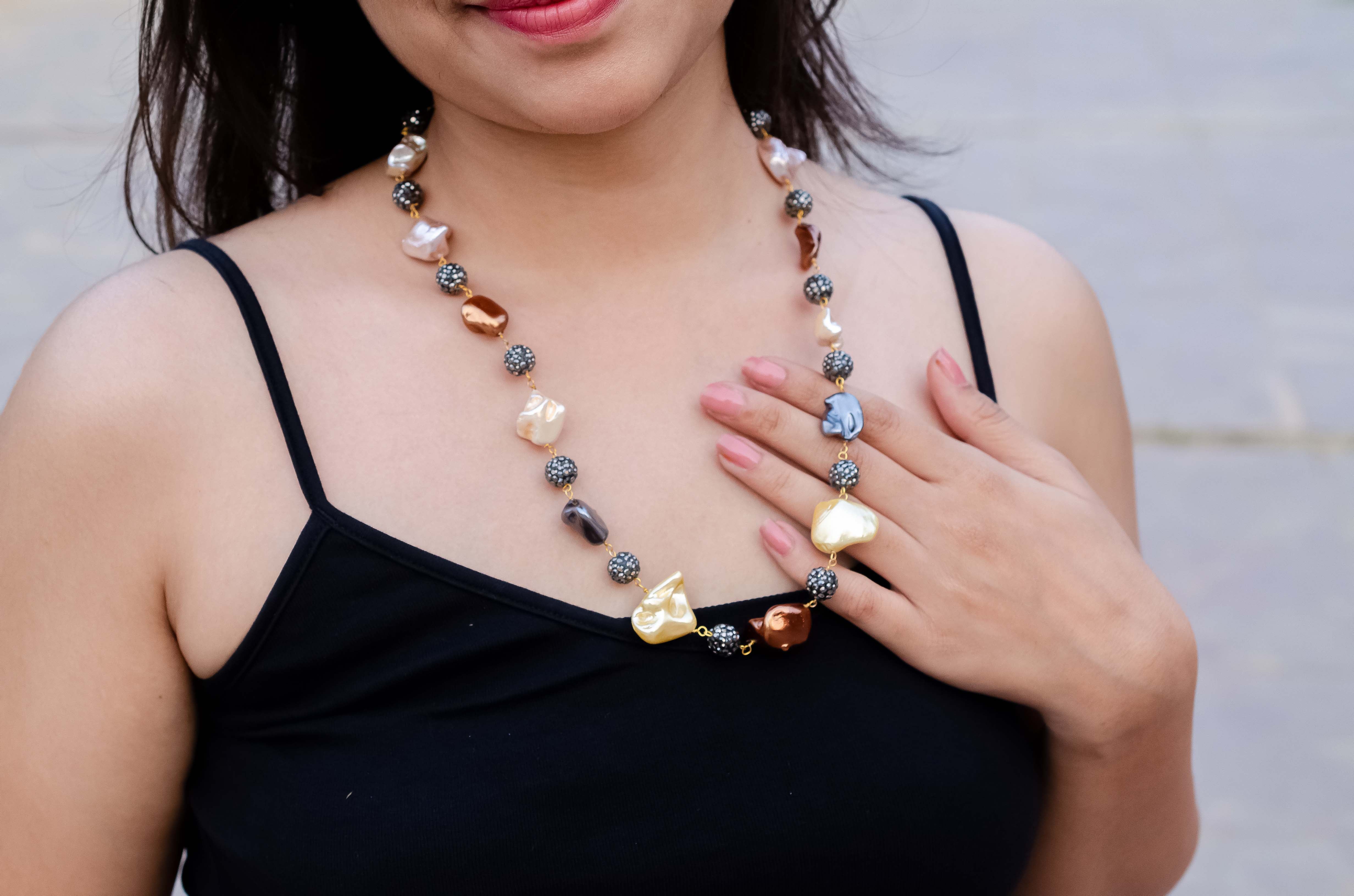 Beautiful Baroque Pearl Gemstone Layered Necklace – Elegant & Vibrant Jewelry for Her