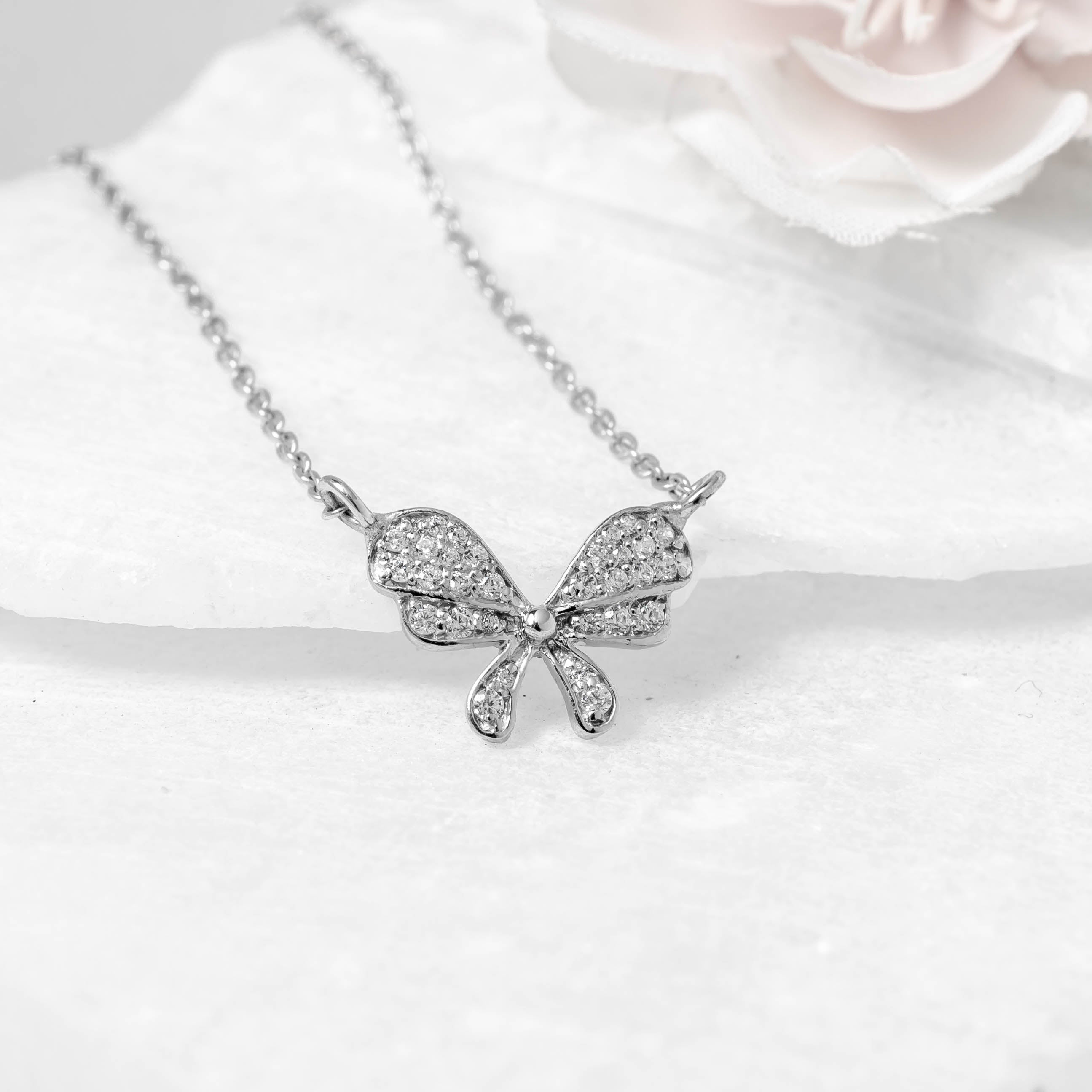 92.5 Sterling Silver Butterfly Chain Necklace – Delicate & Elegant