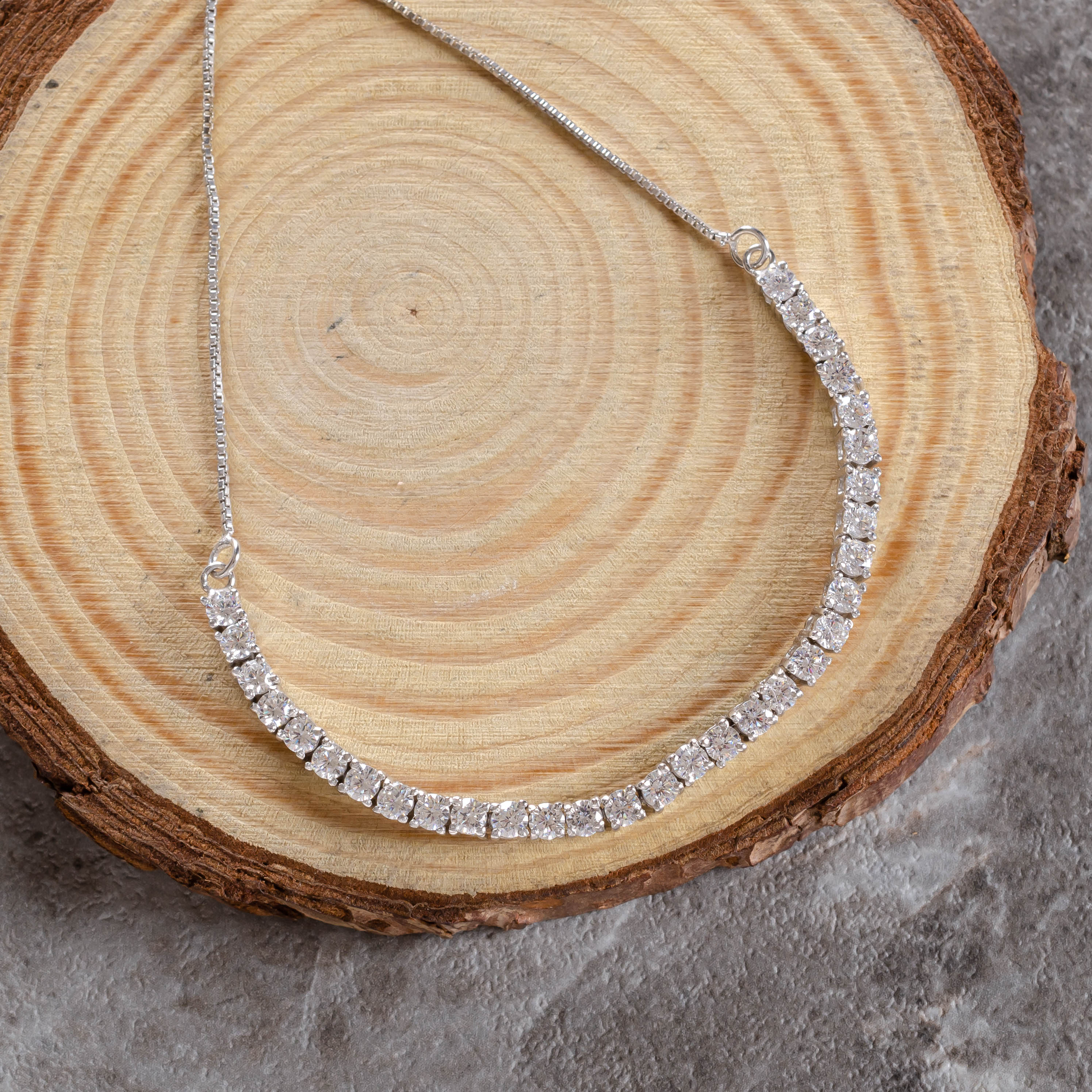 92.5 Sterling Silver Swiss Zirconia Solitaire Tennis Bracelet – Elegant & Timeless Sparkle