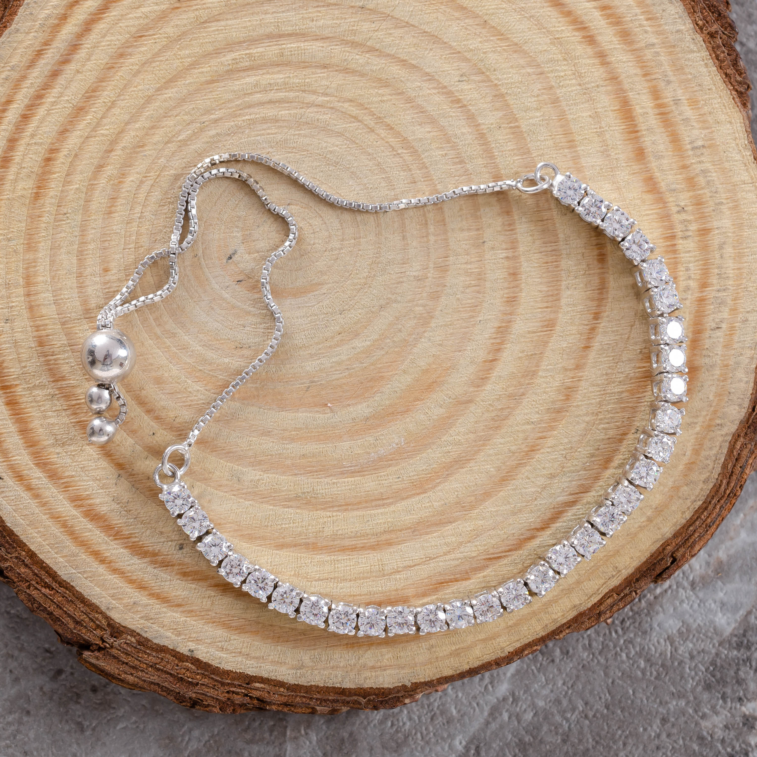 92.5 Sterling Silver Swiss Zirconia Solitaire Tennis Bracelet – Elegant & Timeless Sparkle