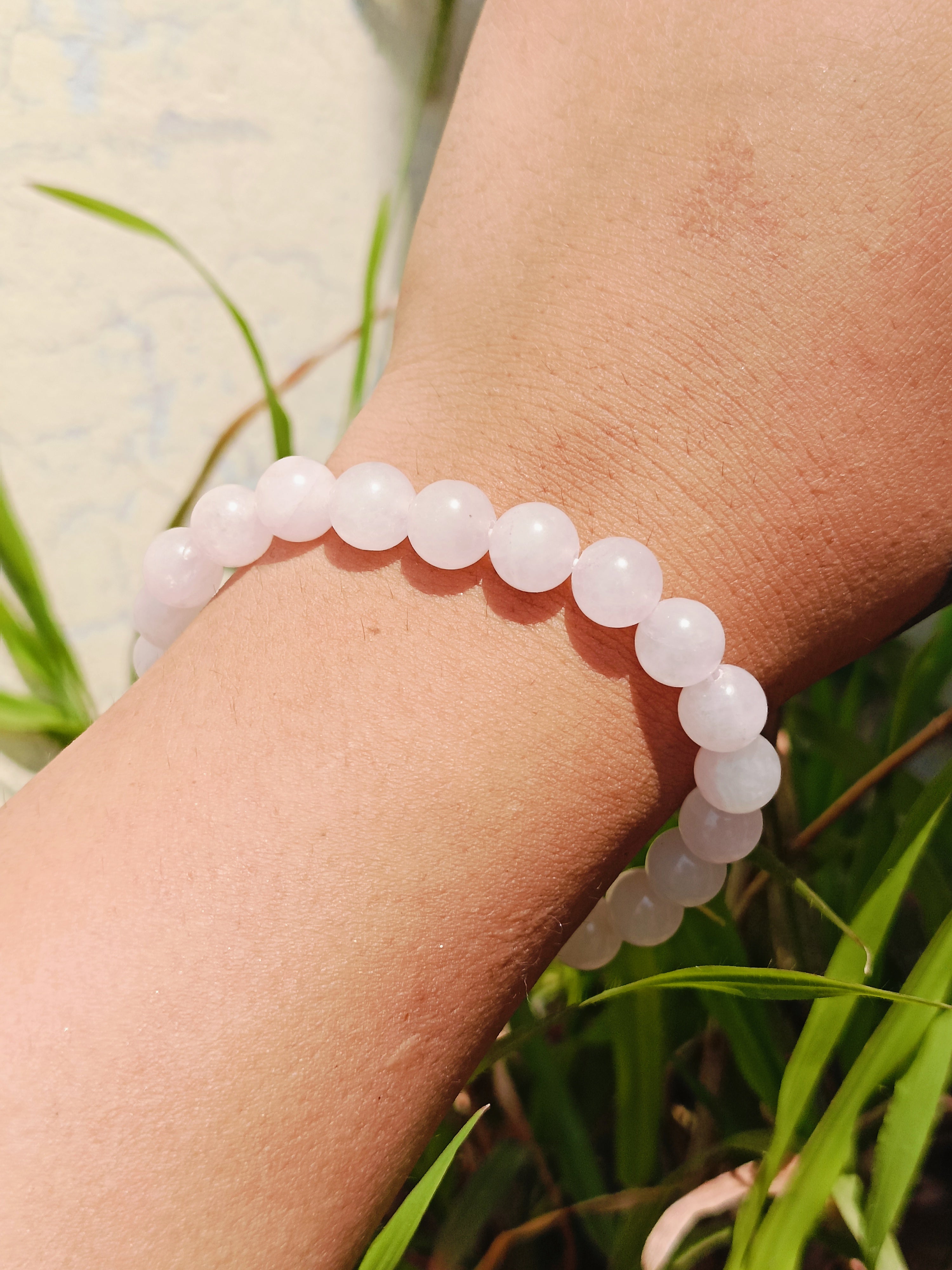 Natural Rose Quartz Beaded Gemstone Bracelet