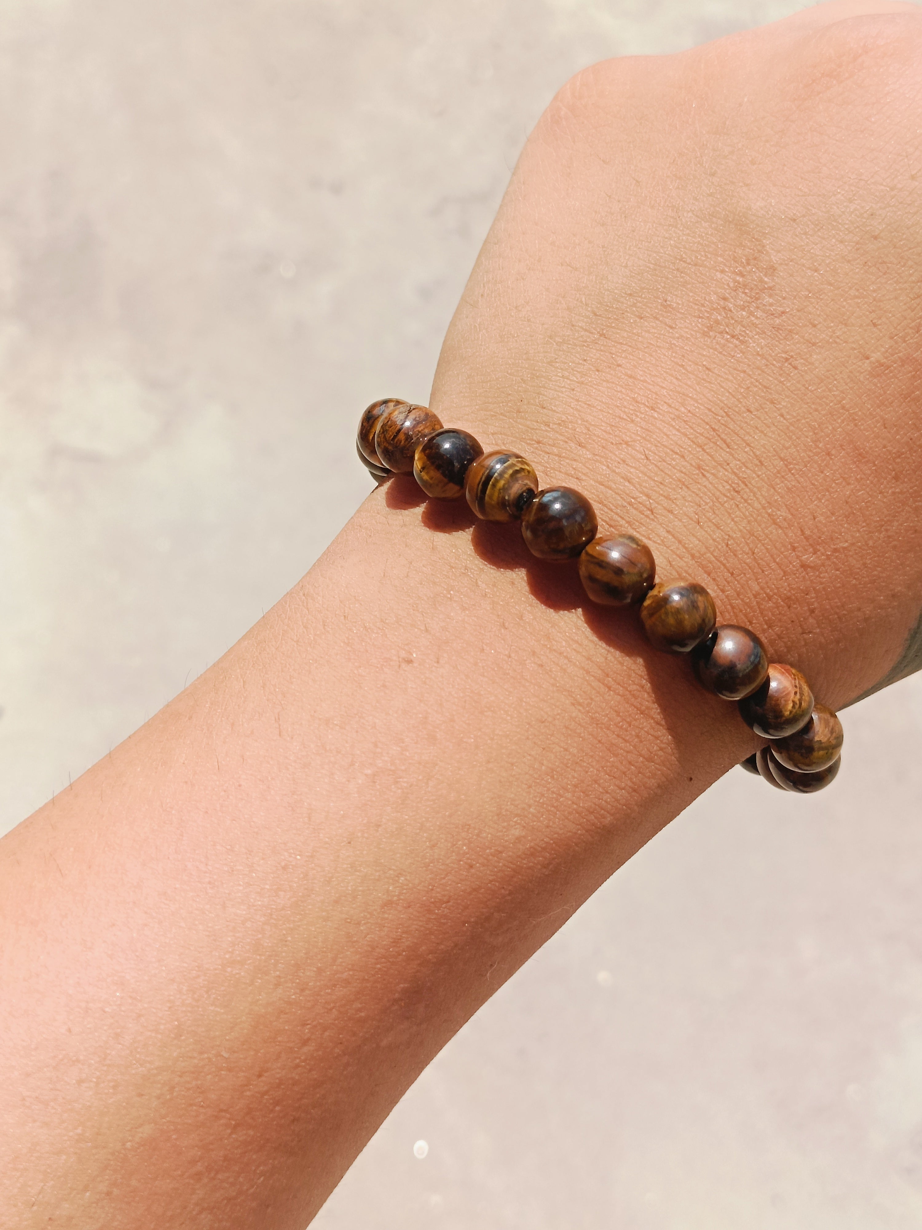 Natural Tiger Eye Beaded Gemstone Bracelet