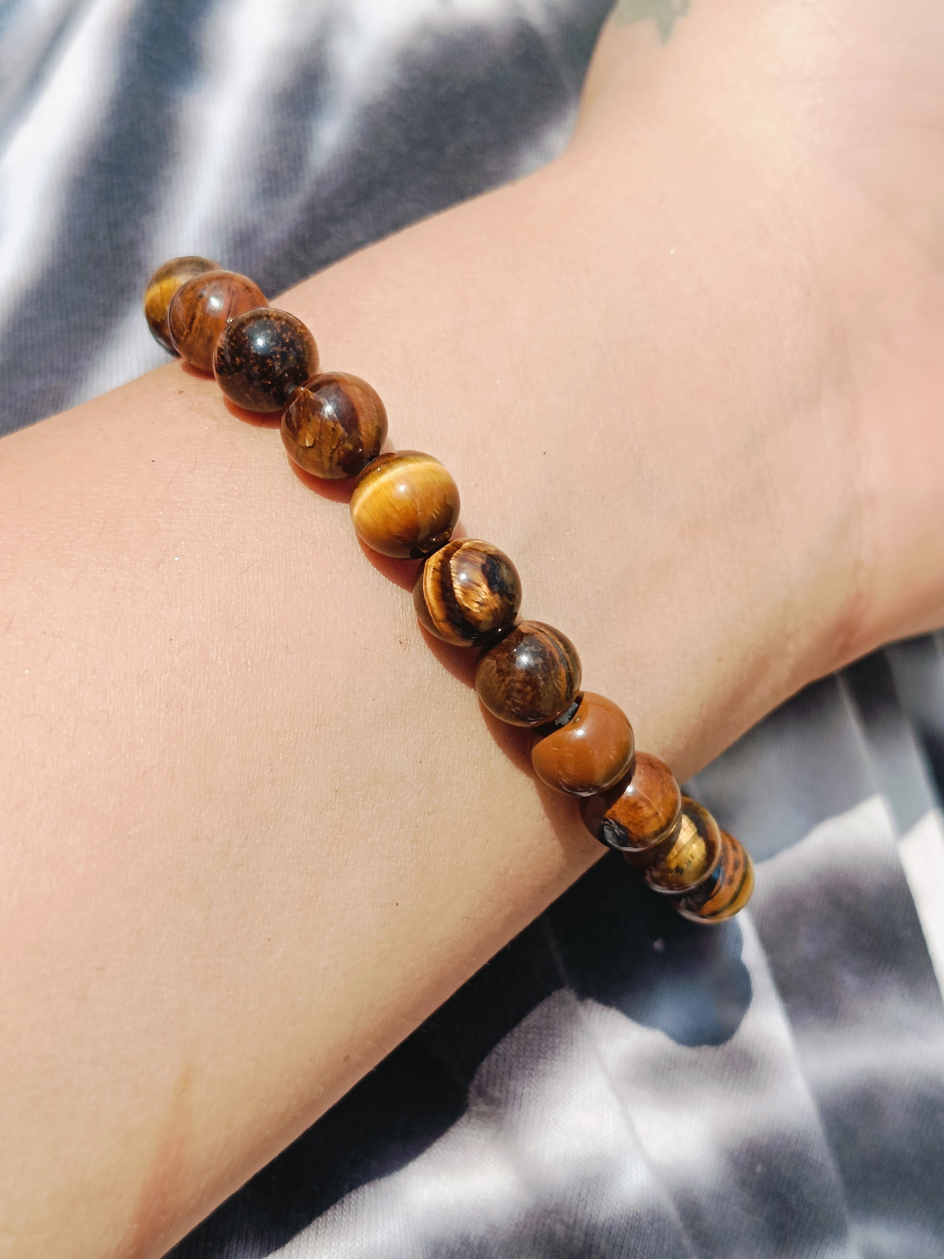 Natural Tiger Eye Beaded Gemstone Bracelet