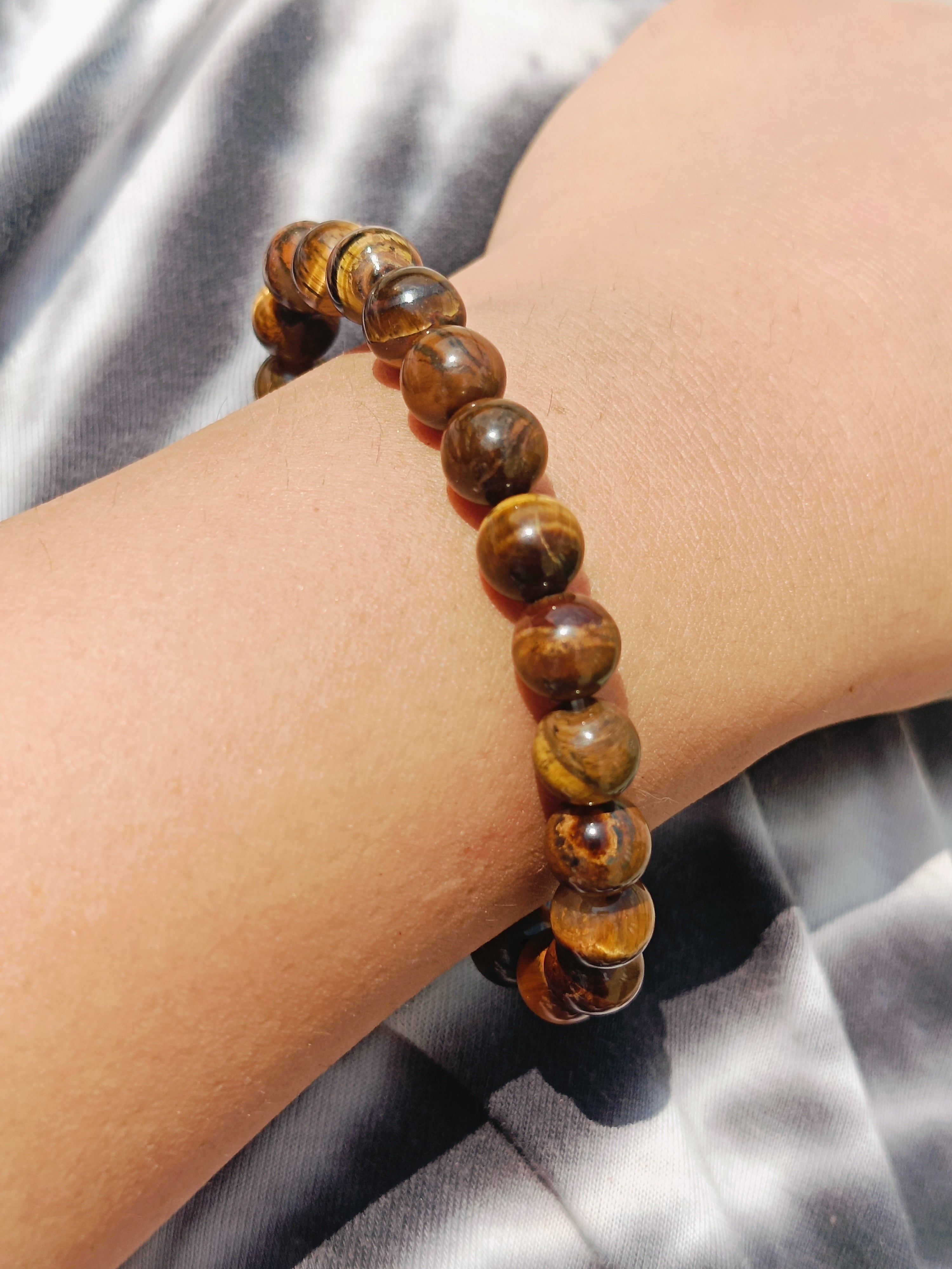 Natural Tiger Eye Beaded Gemstone Bracelet
