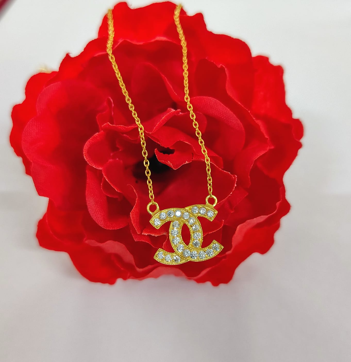 Elegant Chanel-Inspired CC Pendant Necklace - 925 Sterling Silver Chain Necklace